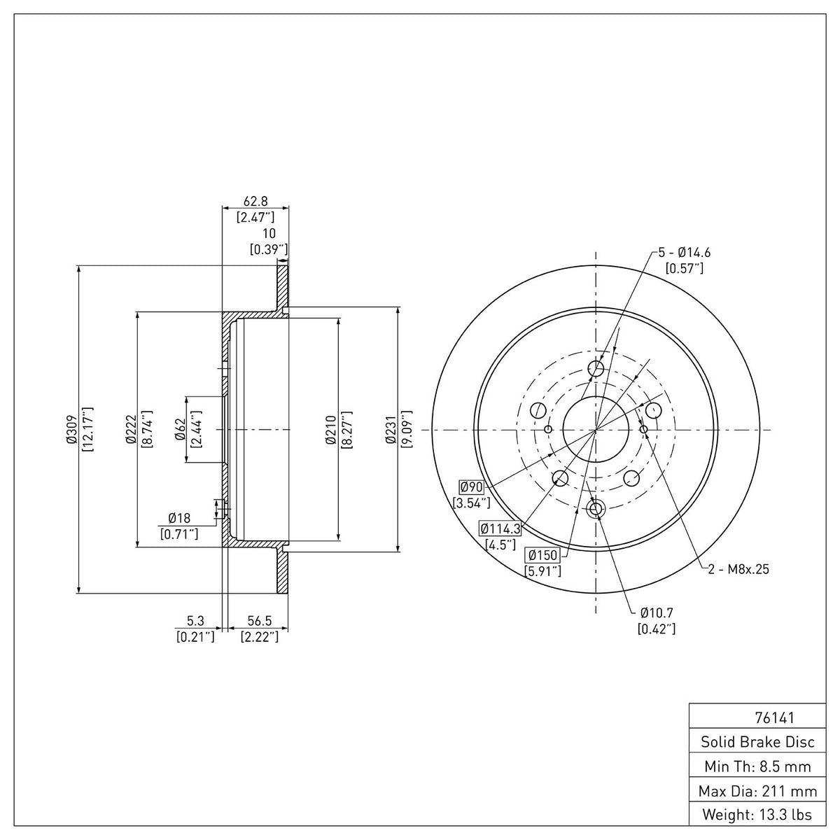 R1 2010-2020 Lexus RX350 Rear Brake Rotor