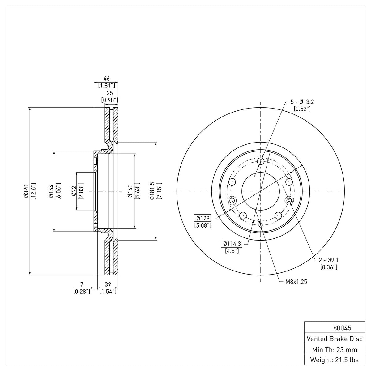 R1 2006-2007 Mazda 6 Front Brake Rotor