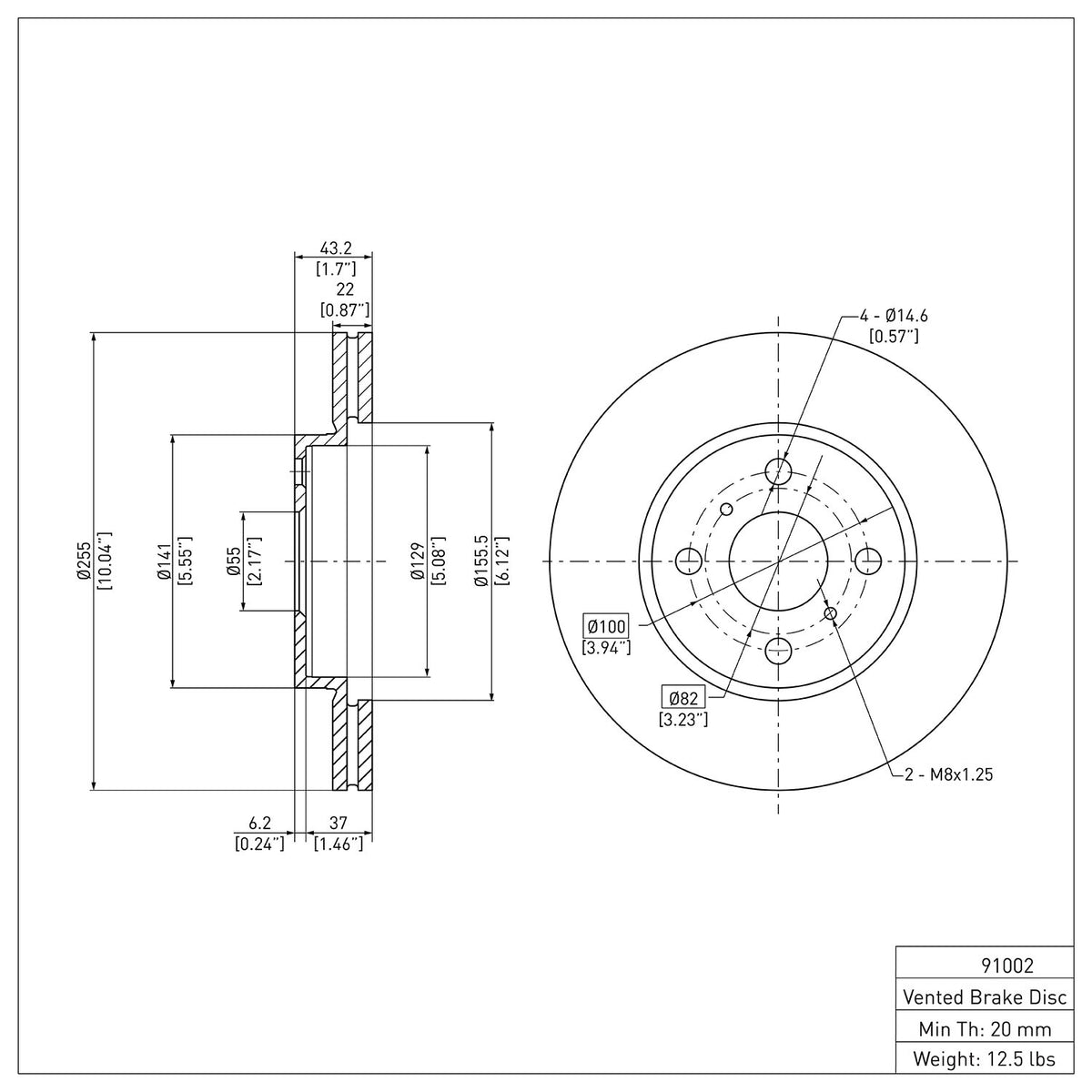 R1 2004-2006 Scion XB Front Brake Rotor