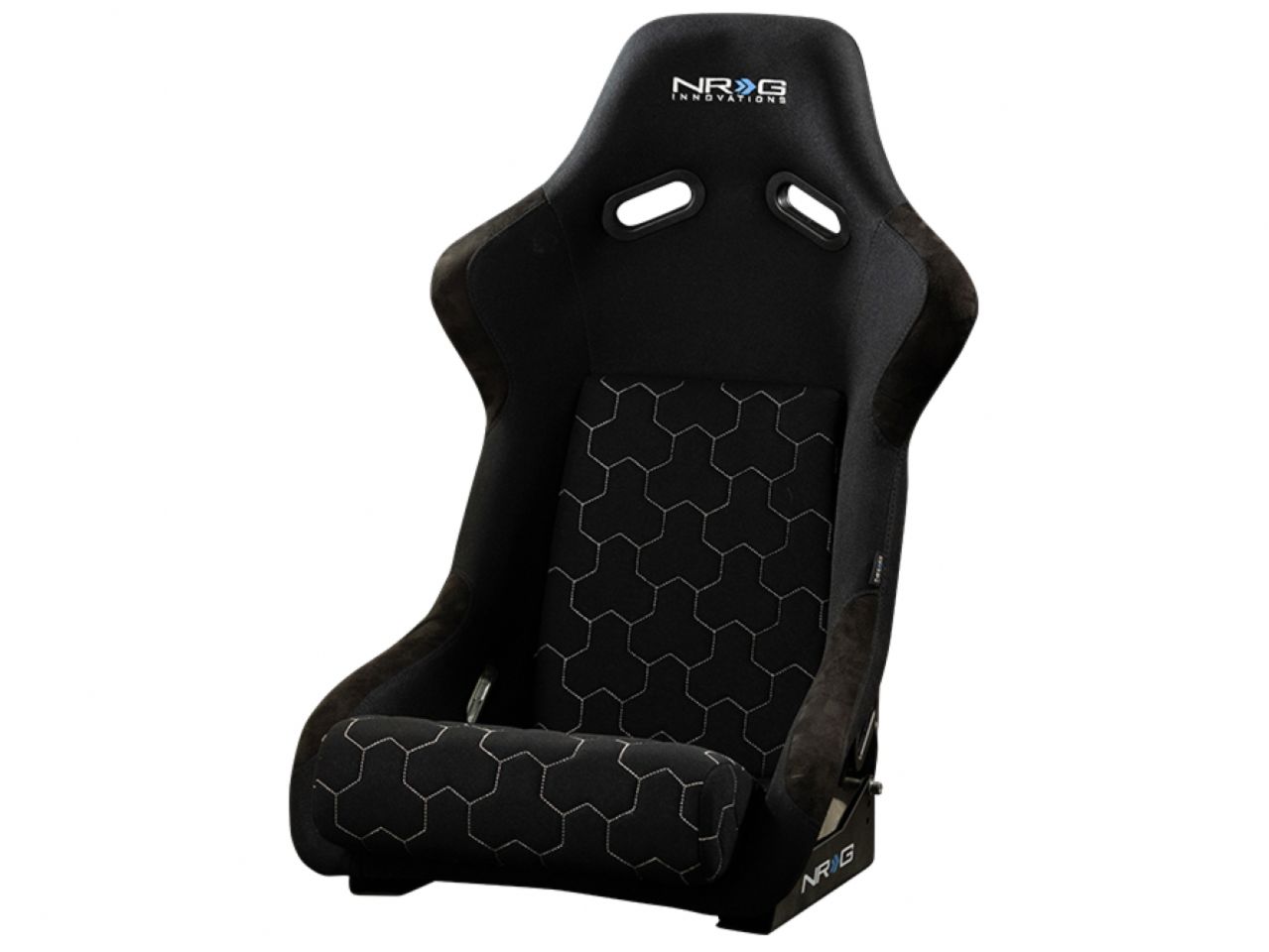 NRG FRP Bucket - White Stitching Hex Geometric 3-Piece Seat Cushion