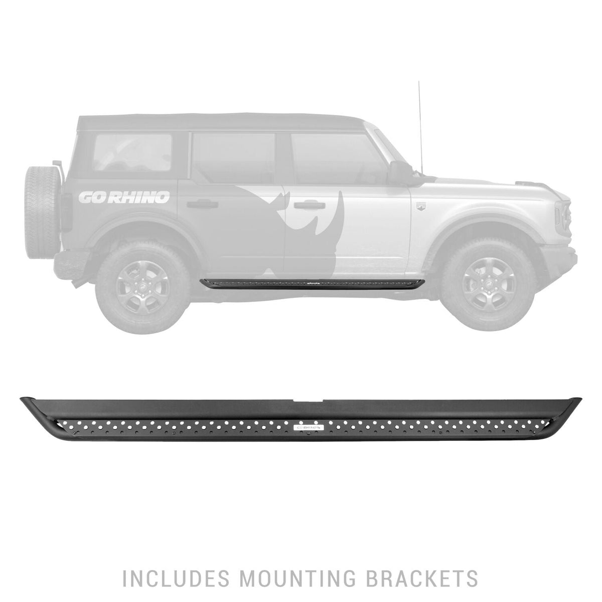 Go Rhino 2021+ Ford Bronco (No Sport) Dominator Extreme DSS SideSteps Complete Kit w/SideStep + Brkt