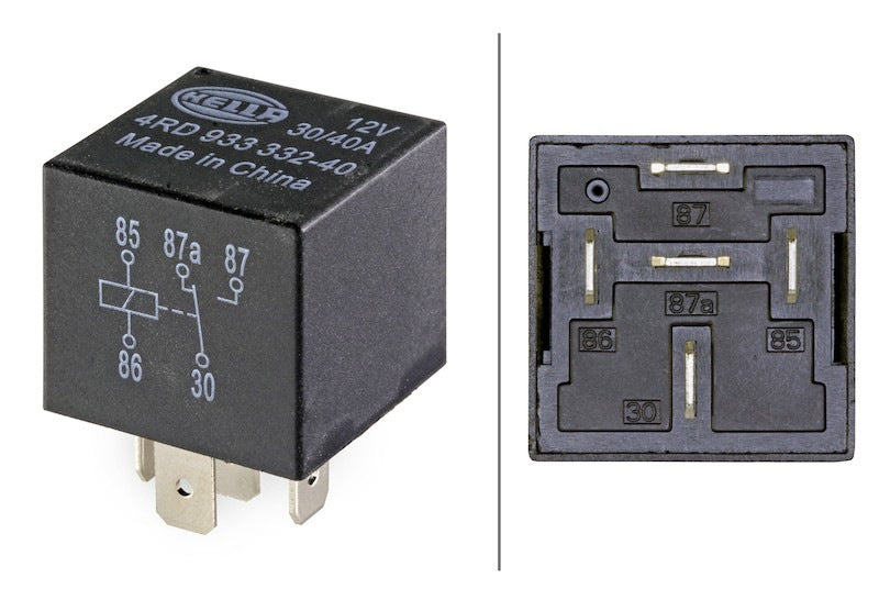 Hella Mini Change-Over Relay 12V 30A-40A 5-Pin Connector (QTY. 1)