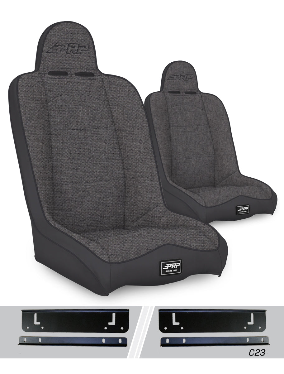 PRP Jeep Wrangler CJ7/YJ Daily Driver High Back Suspension Seats Kit (Pair) - Gray