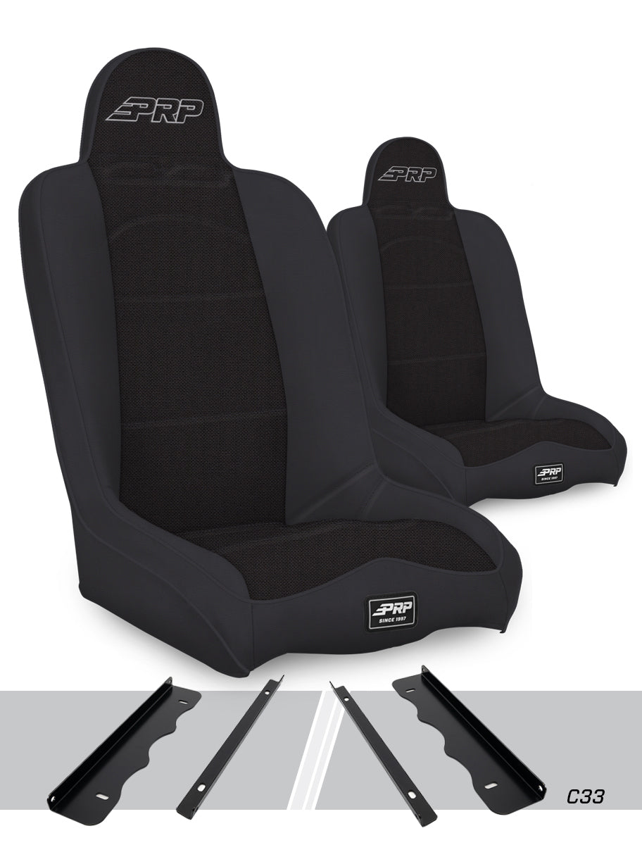 PRP 95-01 Jeep Cherokee XJ Daily Driver High Back Suspension Seats Kit (Pair) - Black