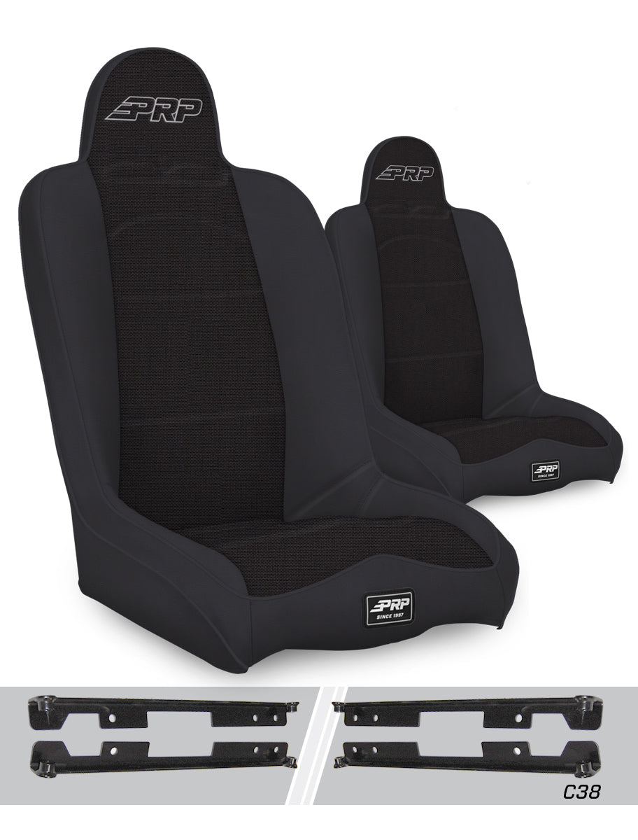 PRP Jeep Wrangler JK/JKU Daily Driver High Back Suspension Seats Kit (Pair) - Black