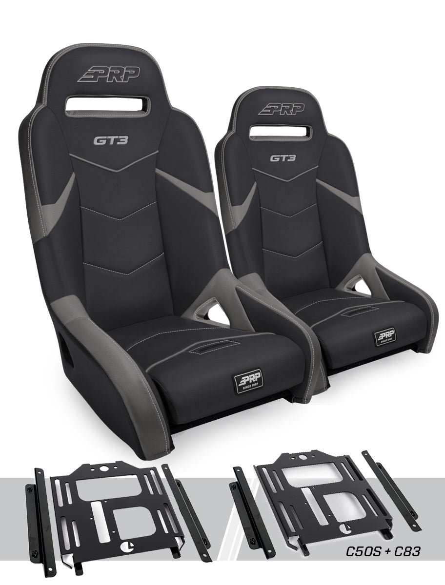 PRP Polaris RZR 570 GT3 Suspension Seats Kit (Pair) - Black & Gray