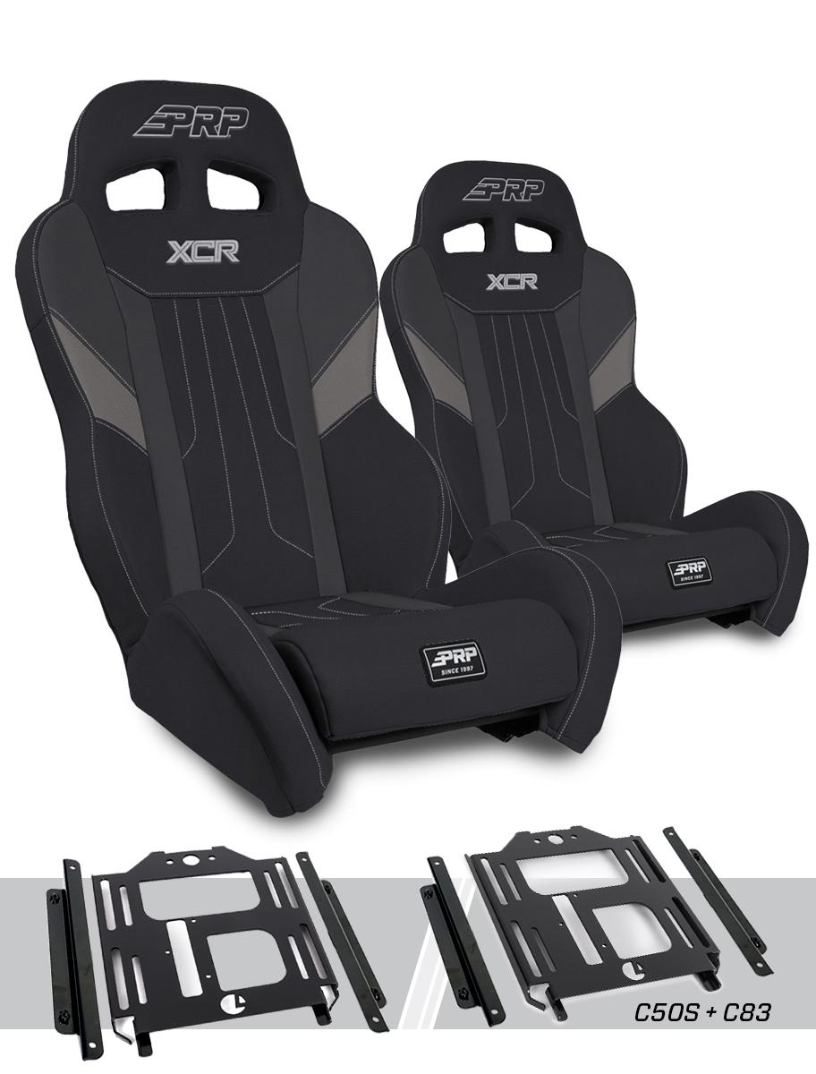 PRP Polaris RZR 570 XCR Suspension Seats Kit (Pair) - Black & Gray
