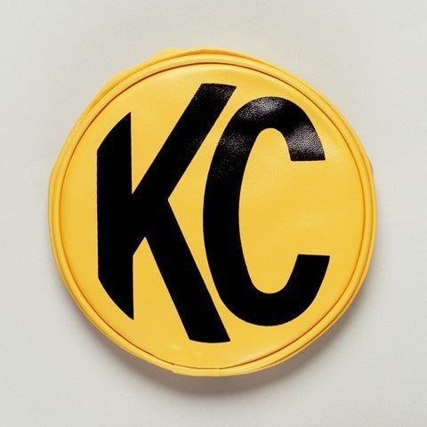 KC HiLiTES Retro 6in Yellow Vinyl Light Cover w/ Black KC Logo (Pair)