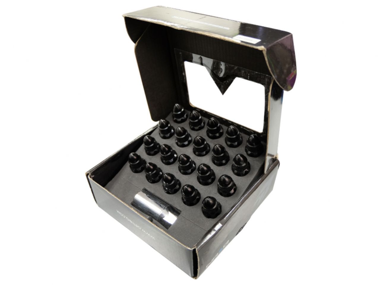 NRG 500 Series M12 X 1.25 Bullet Shape Steel Lug Nut Set - 21 Pc w/Lock Key - Black
