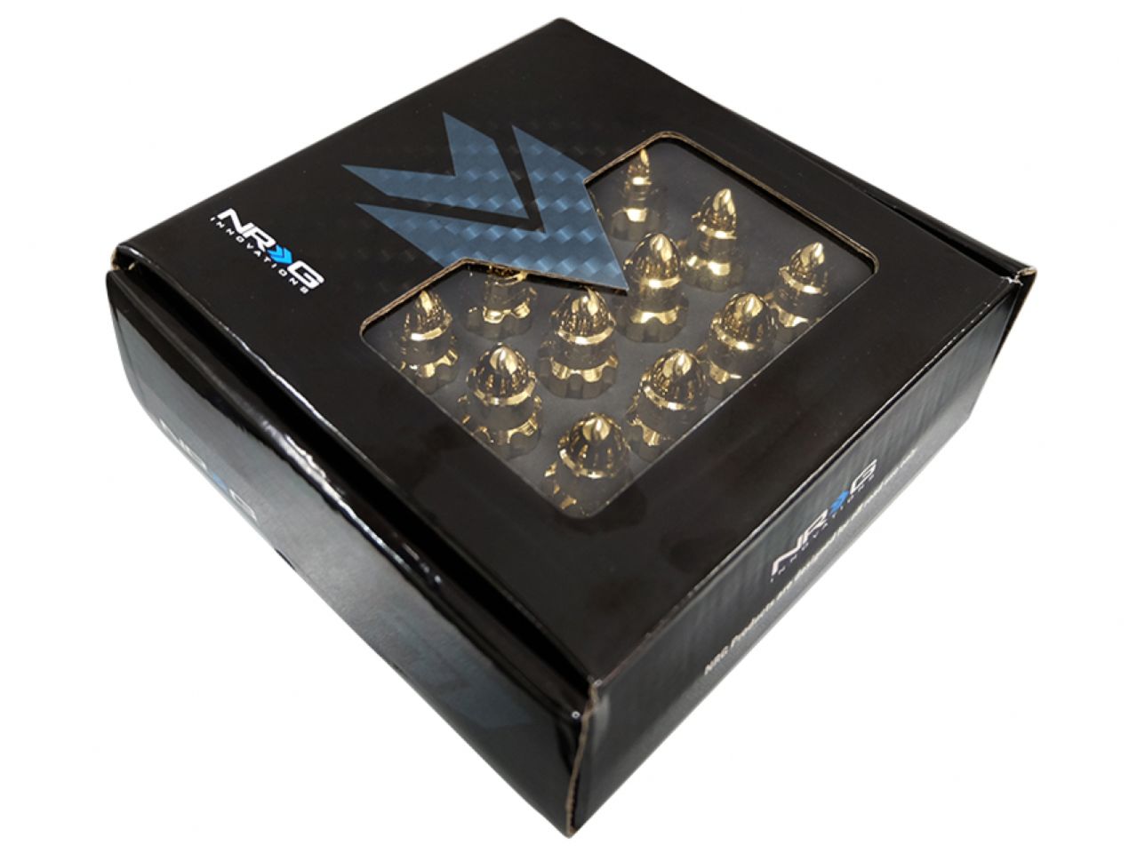 NRG 500 Series M12 X 1.25 Bullet Shape Steel Lug Nut Set - 21 Pc w/Lock Key - Chrome Gold