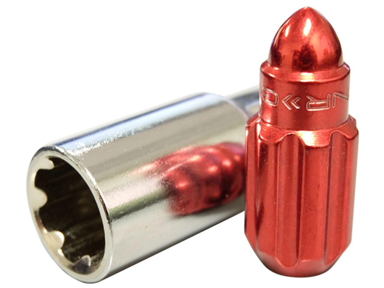 NRG 500 Series M12 X 1.25 Bullet Shape Steel Lug Nut Set - 21 Pc w/Lock Key - Red