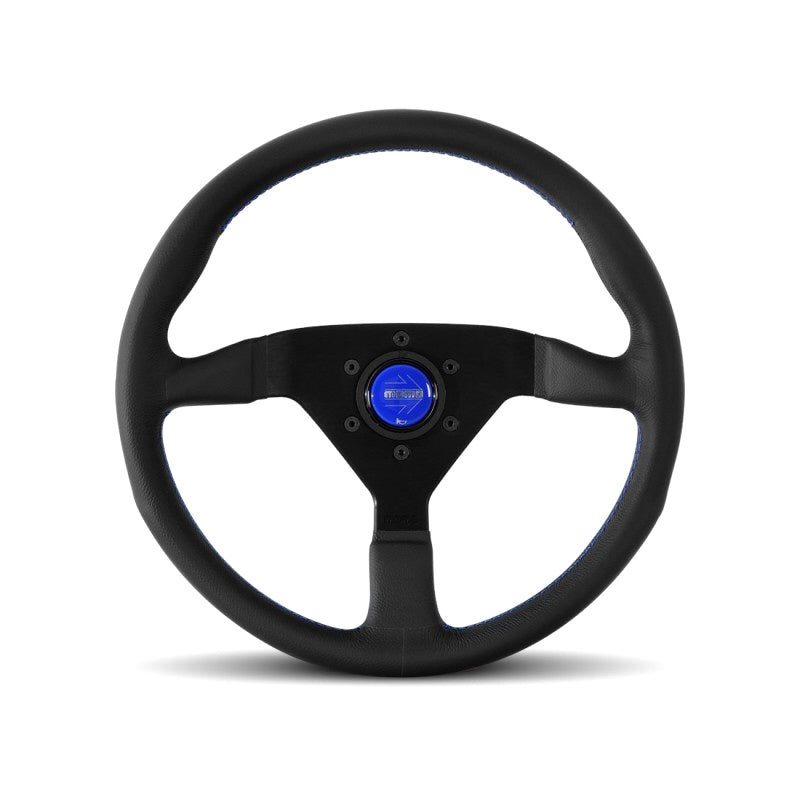 Momo Montecarlo Steering Wheel 350 mm - Black Leather/Blue Stitch/Black Spokes