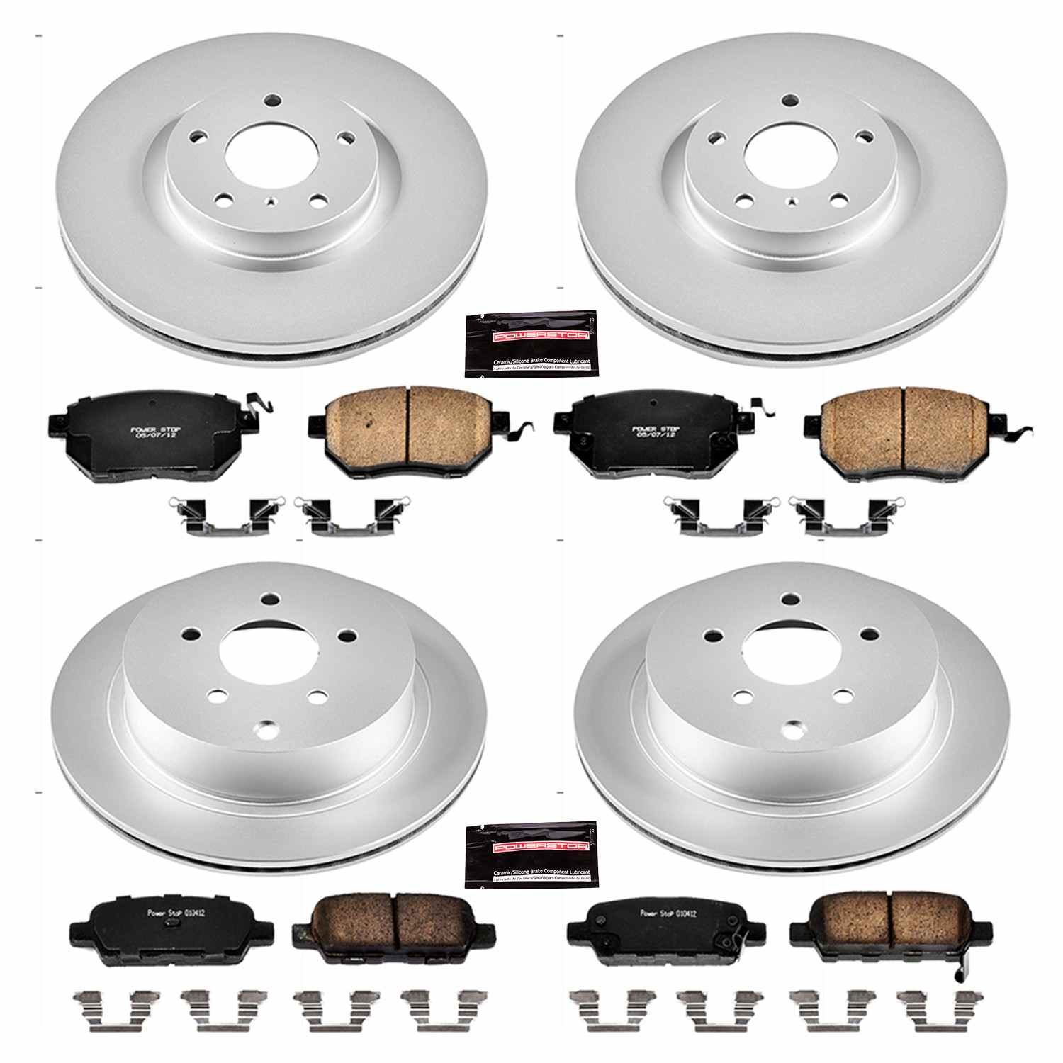 Power Stop 06-07 Nissan Murano Front & Rear Z17 Evolution Geomet Coated Brake Kit
