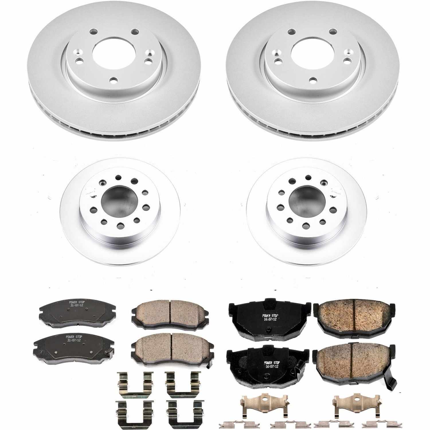 Power Stop 04-06 Hyundai Tiburon Front & Rear Z17 Evolution Geomet Coated Brake Kit