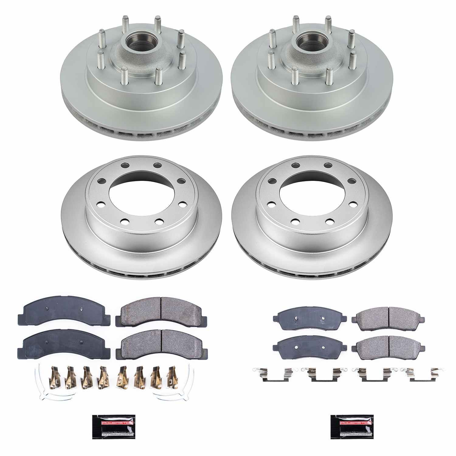 Power Stop 00-02 Ford Excursion Front & Rear Z17 Coated Brake Kit