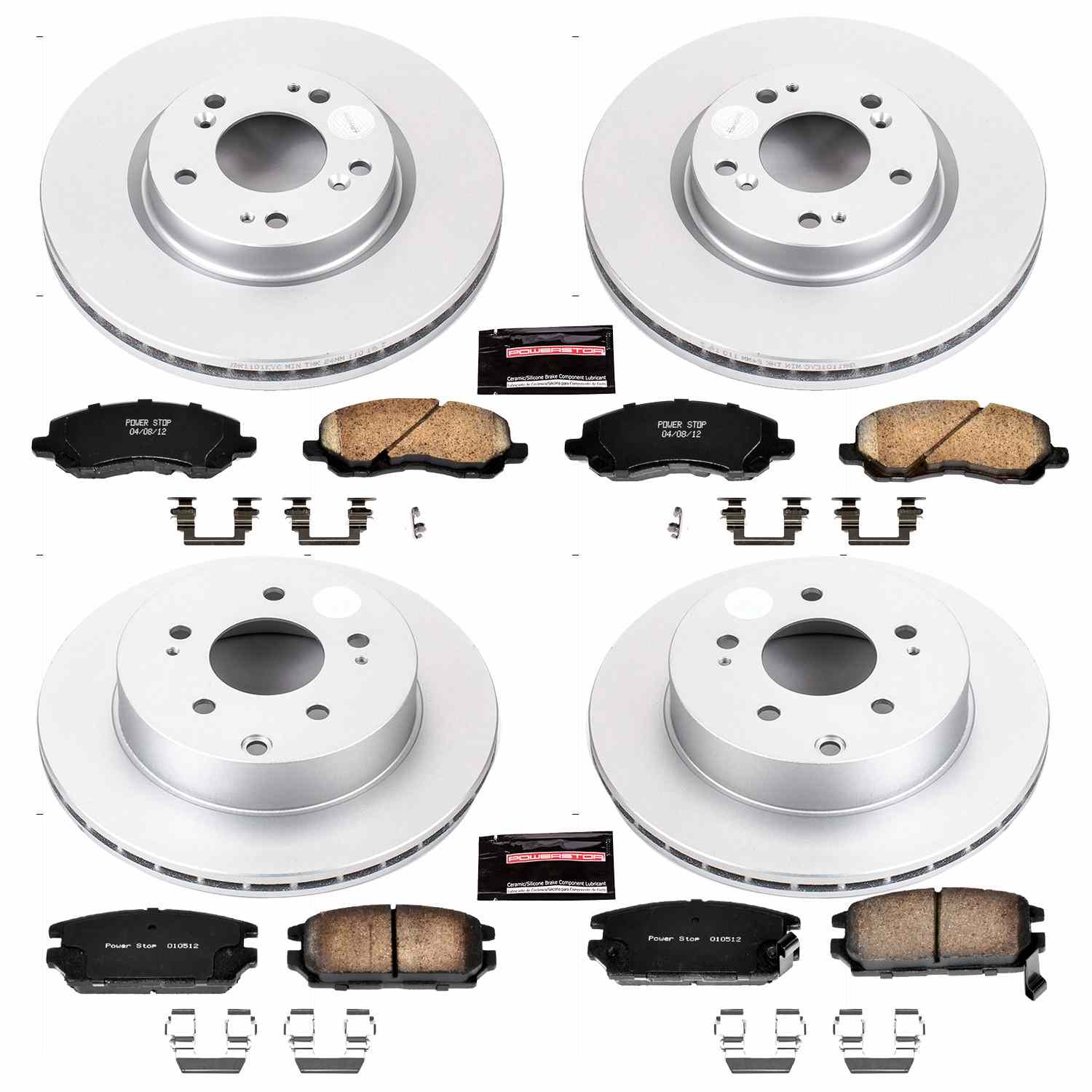Power Stop 06-12 Mitsubishi Eclipse Front & Rear Z17 Evolution Geomet Coated Brake Kit