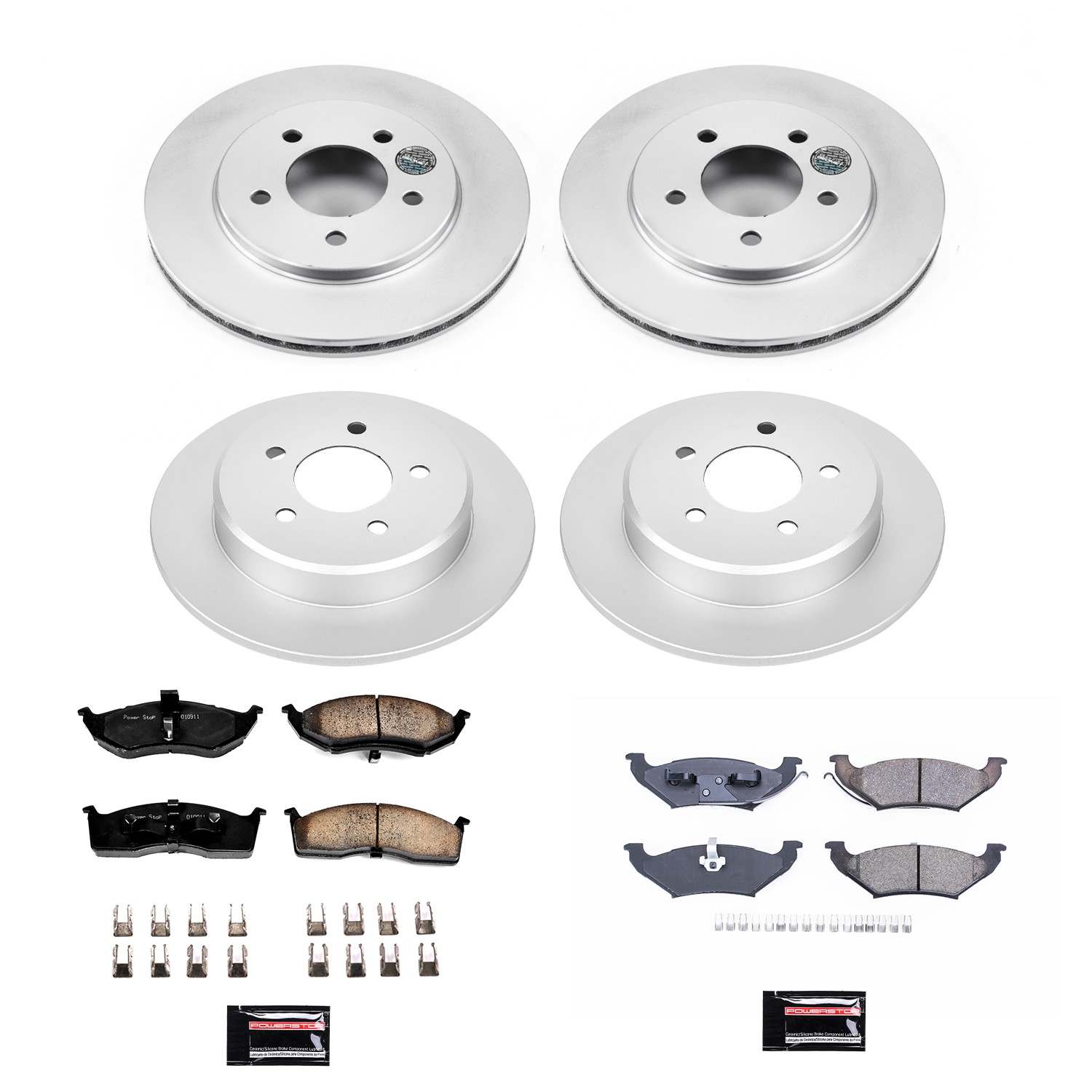 Power Stop 97-99 Chrysler Town & Country Front & Rear Z17 Evolution Geomet Coated Brake Kit