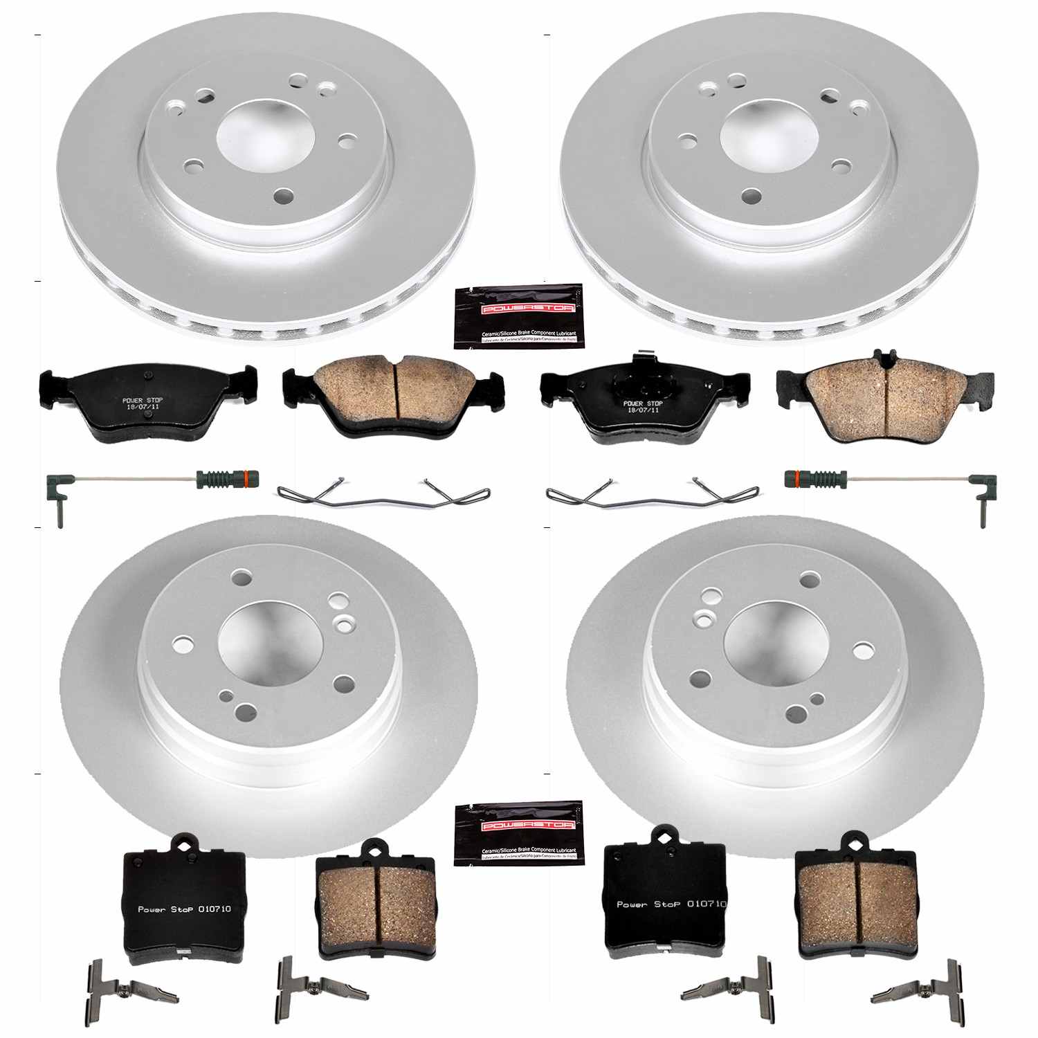 Power Stop 99-00 Mercedes-Benz C230 Front & Rear Z23 Evolution Sport Coated Brake Kit