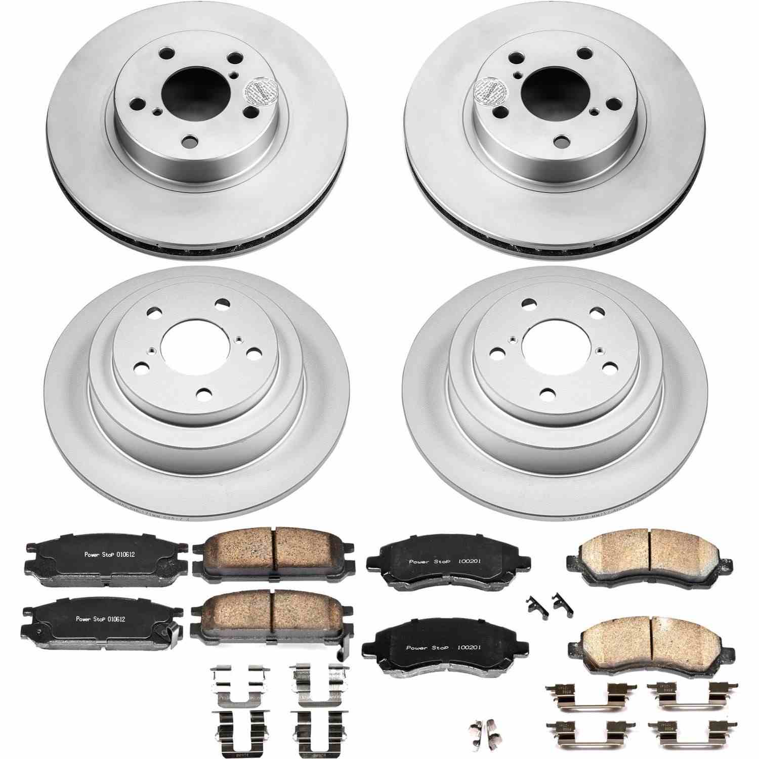Power Stop 97-99 Subaru Legacy Front & Rear Z17 Evolution Geomet Coated Brake Kit