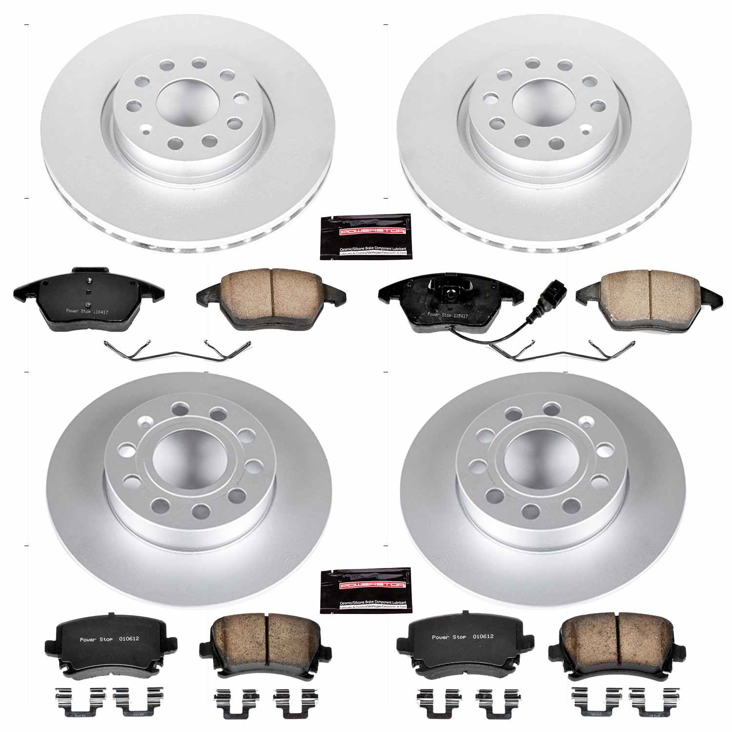 Power Stop 2008 Audi A3 Front & Rear Z23 Evolution Sport Coated Brake Kit