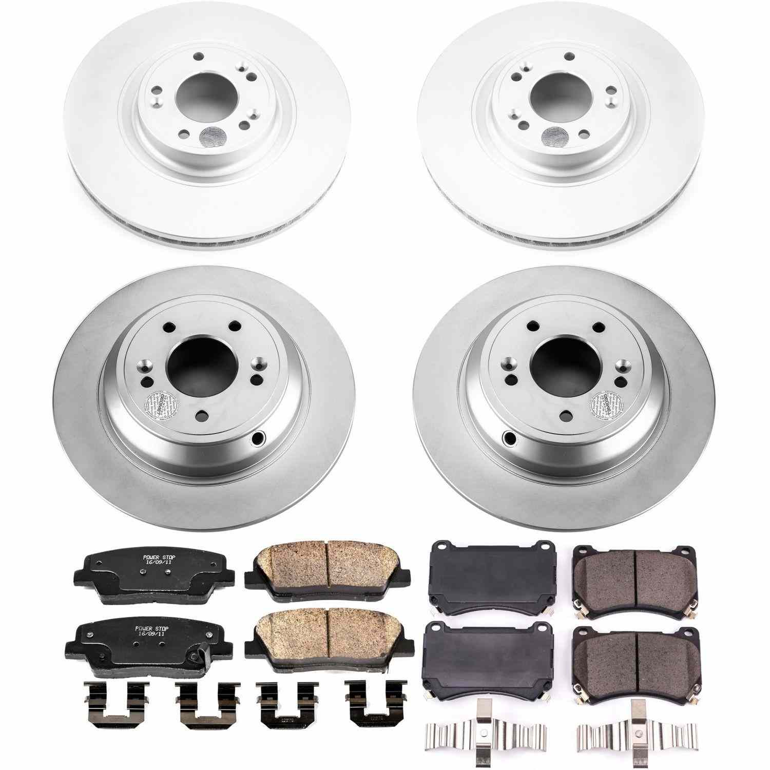 Power Stop 2009 Hyundai Genesis Front & Rear Z17 Evolution Geomet Coated Brake Kit