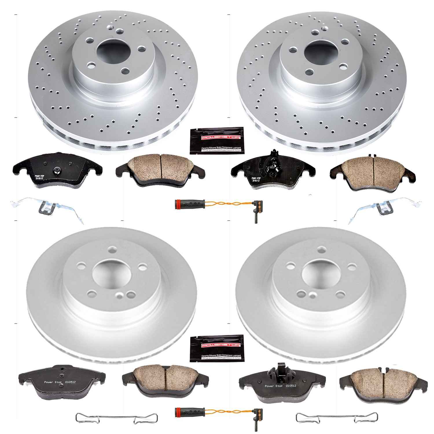 Power Stop 12-15 Mercedes-Benz C250 Front & Rear Z23 Evolution Sport Coated Brake Kit