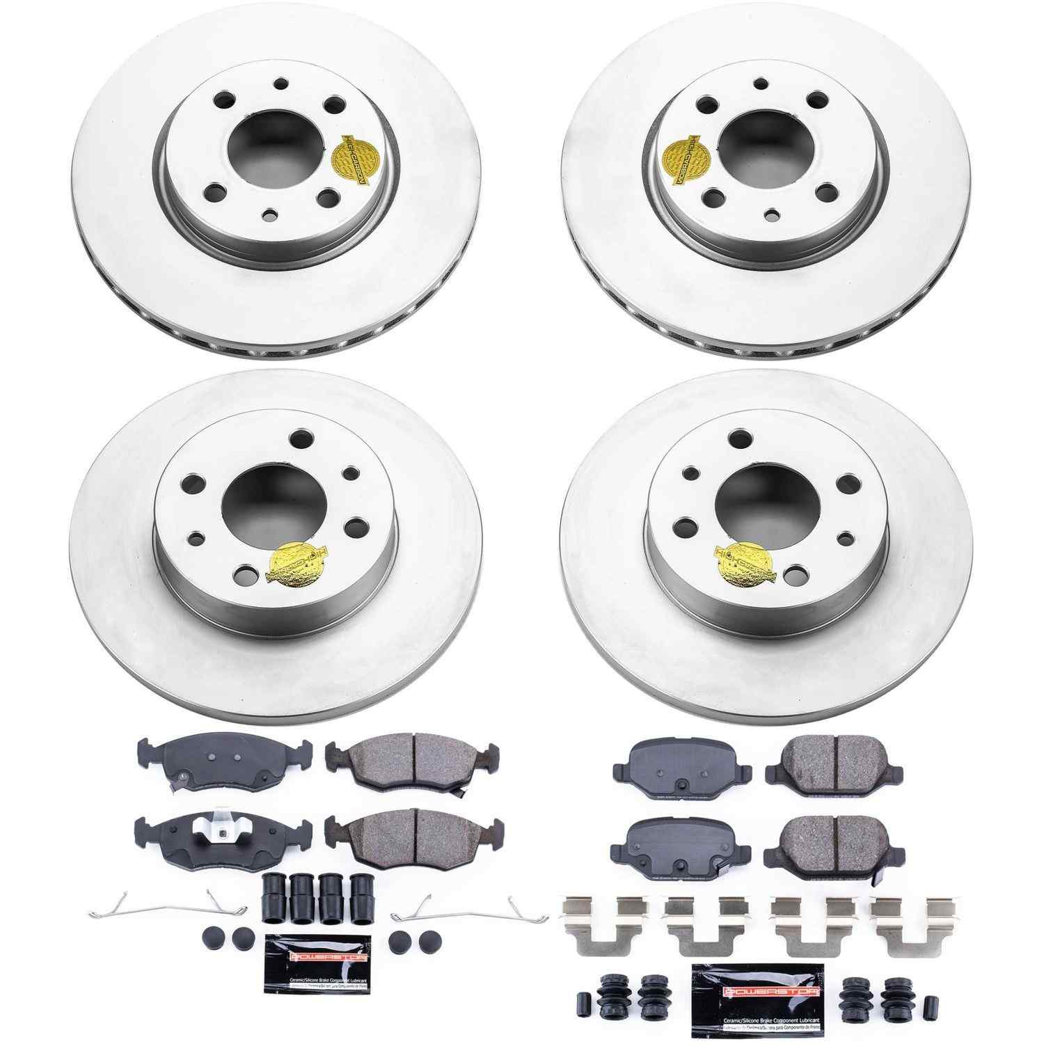 Power Stop 12-18 Fiat 500 Front & Rear Z23 Evolution Sport Coated Brake Kit