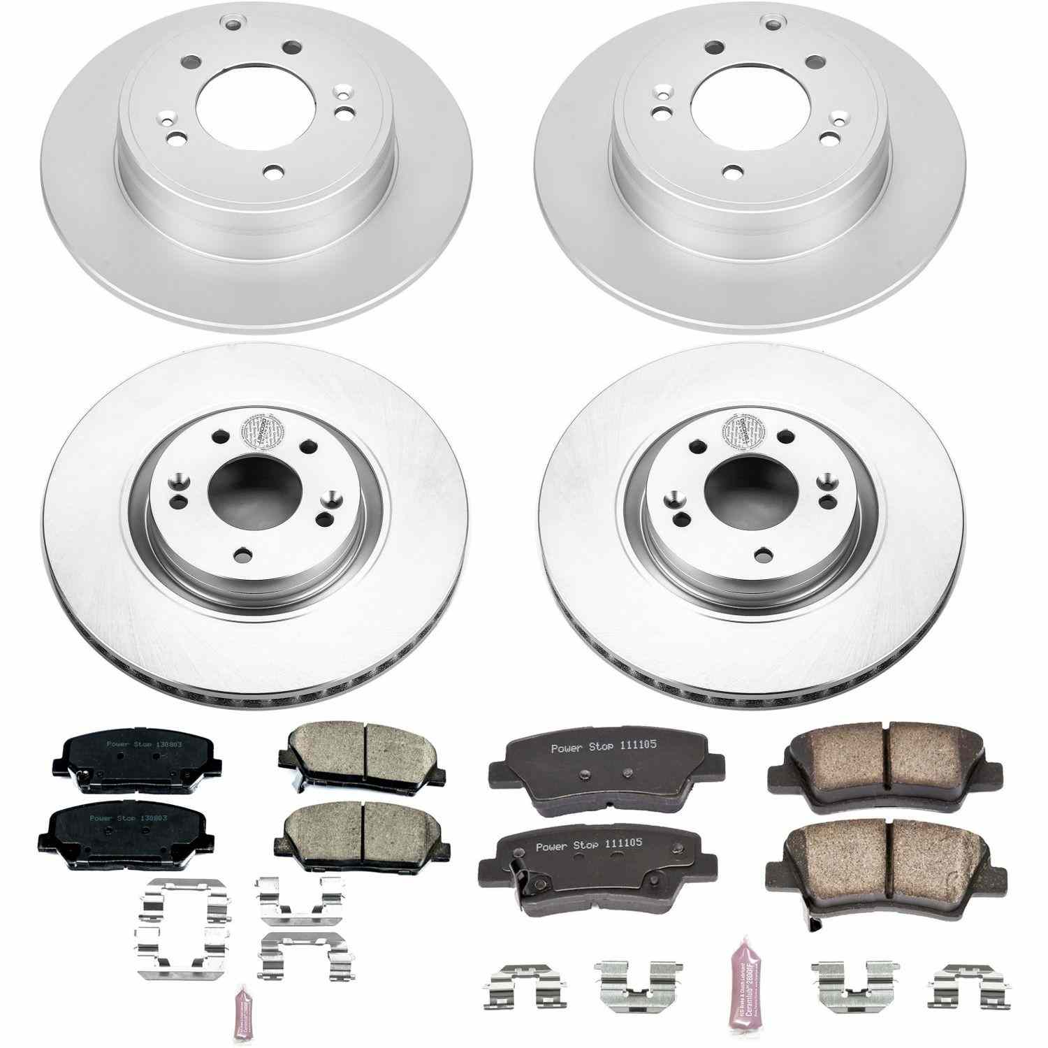 Power Stop 11-15 Kia Optima Front & Rear Z17 Evolution Geomet Coated Brake Kit