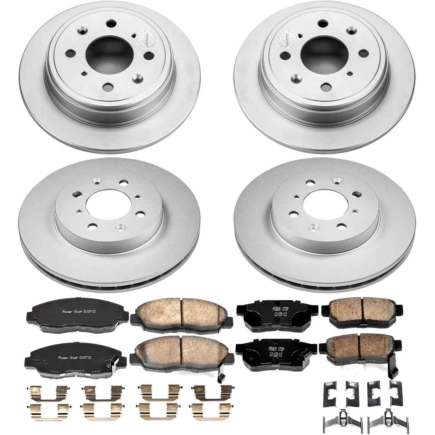 Power Stop 99-00 Honda Civic Front & Rear Z17 Evolution Geomet Coated Brake Kit