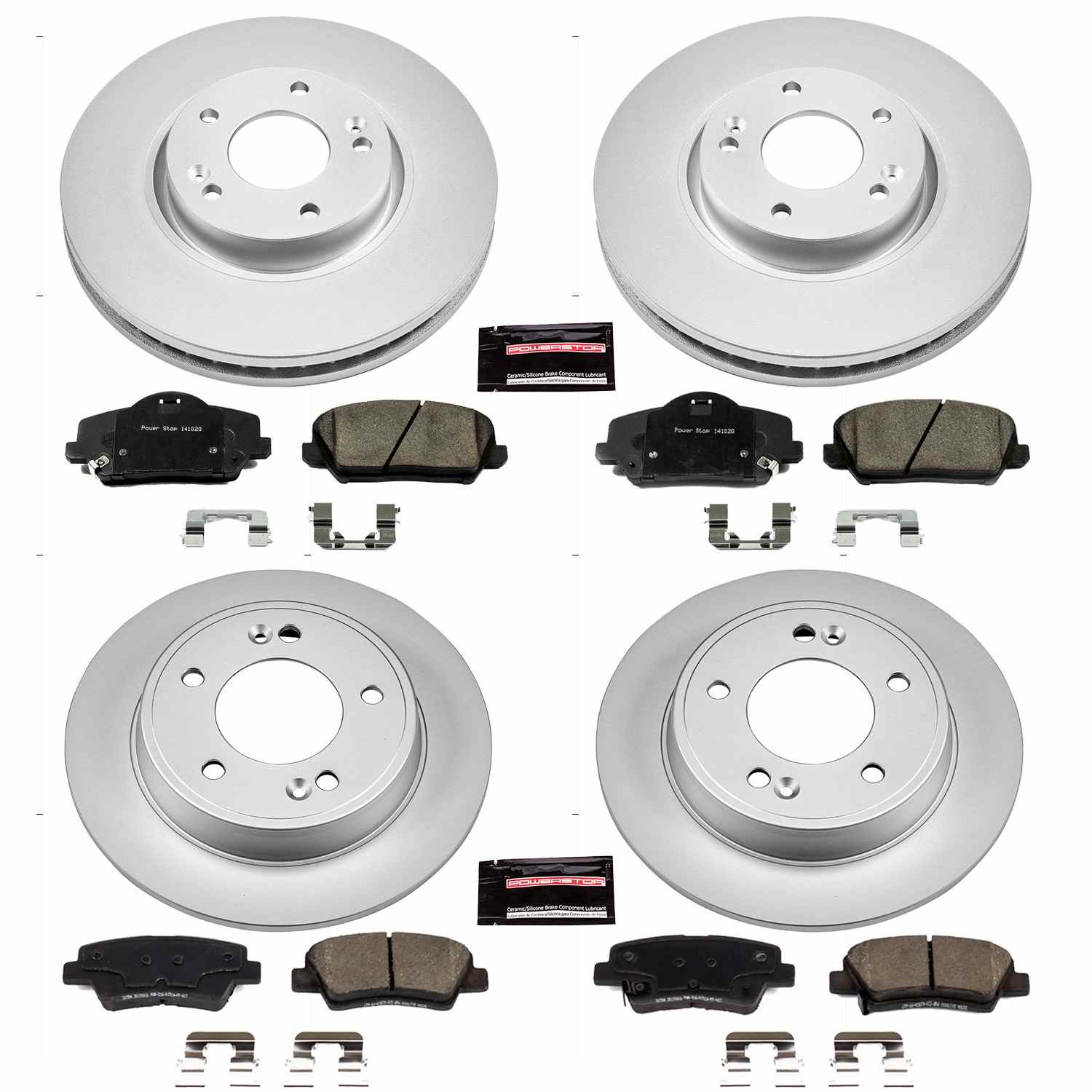 Power Stop 14-17 Kia Forte5 Front & Rear Z17 Evolution Geomet Coated Brake Kit