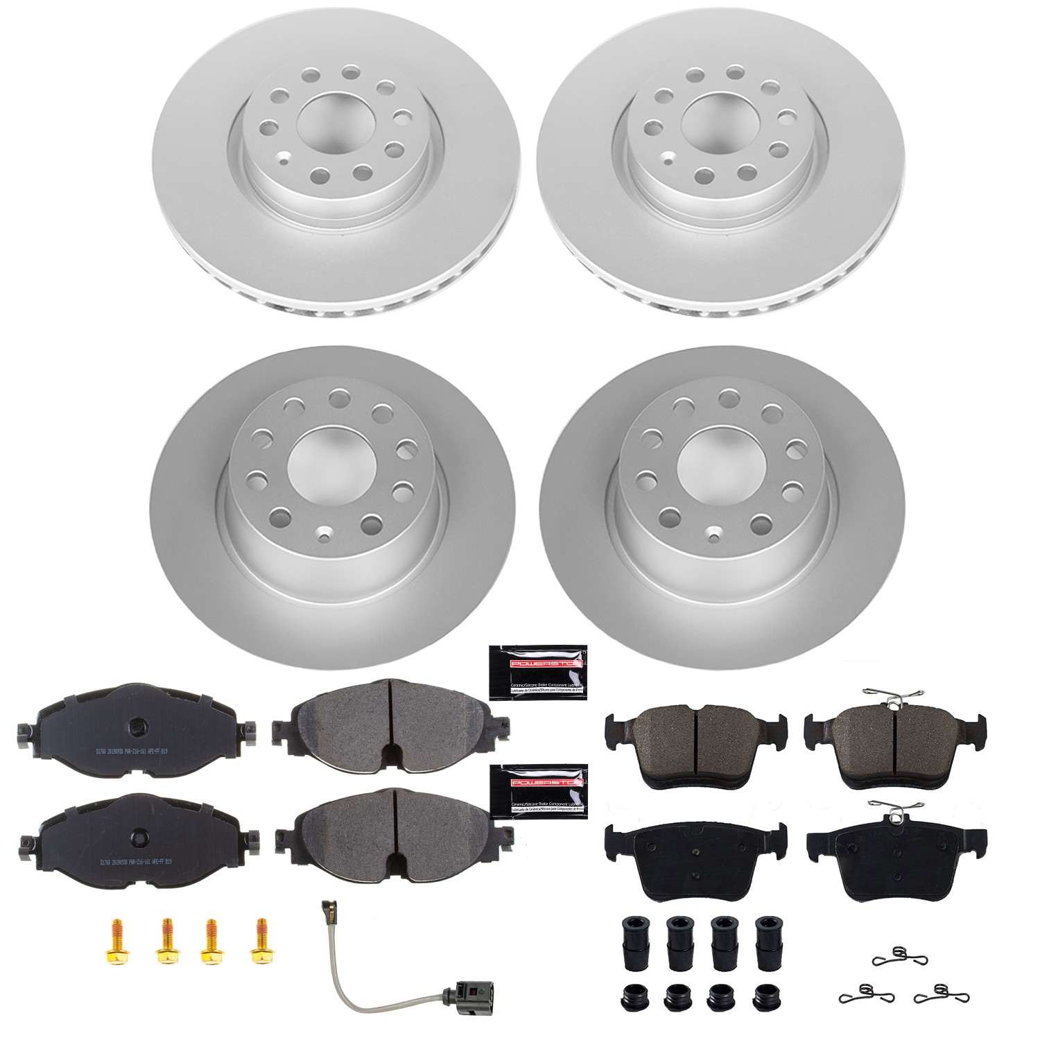 Power Stop 15-18 Audi A3 Front & Rear Z23 Evolution Sport Coated Brake Kit
