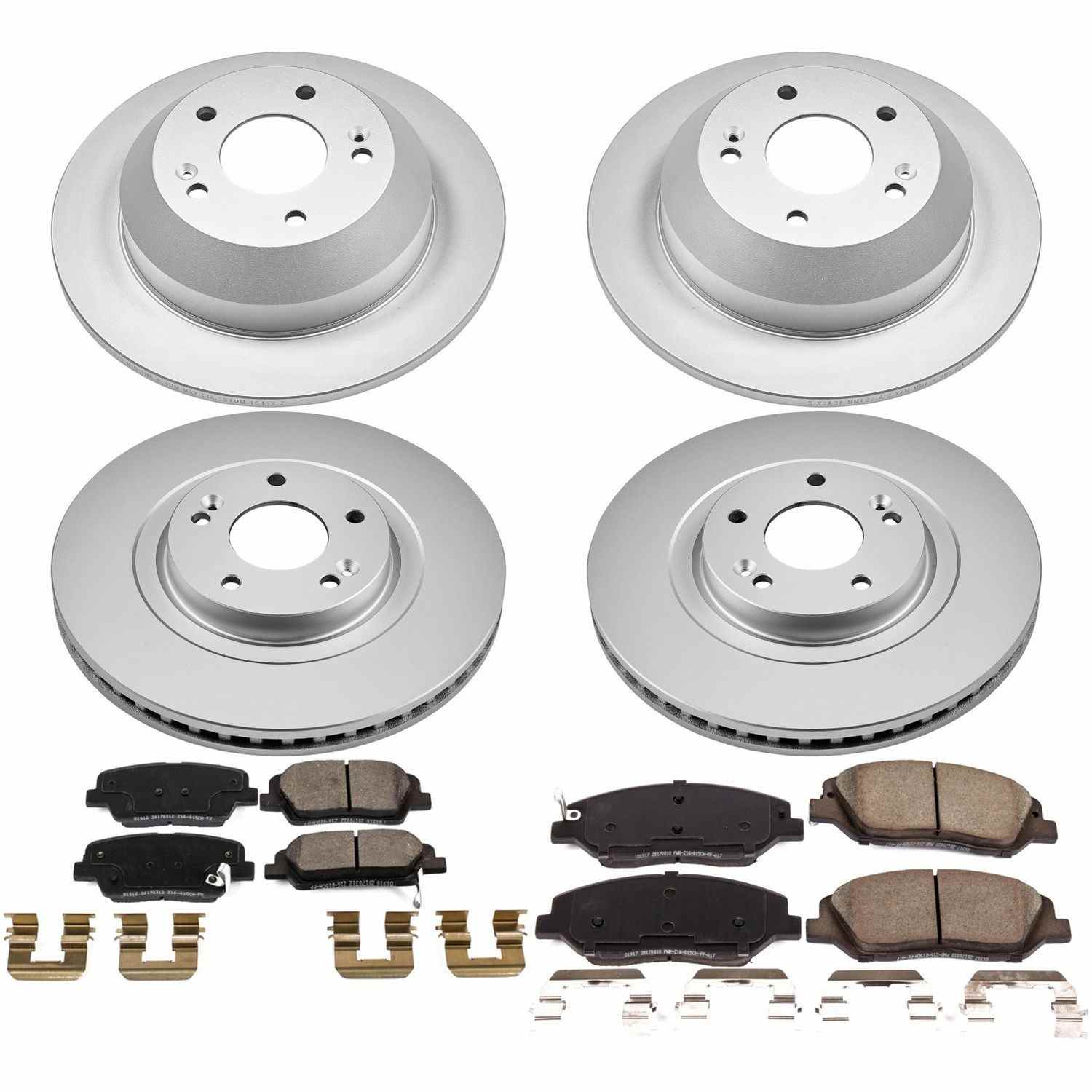 Power Stop 17-18 Hyundai Santa Fe Front & Rear Z17 Evolution Geomet Coated Brake Kit