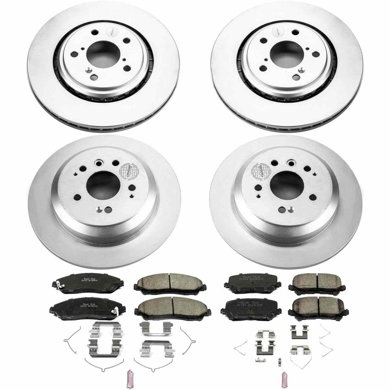 Power Stop 16-19 Honda Pilot Front & Rear Z17 Evolution Geomet Coated Brake Kit