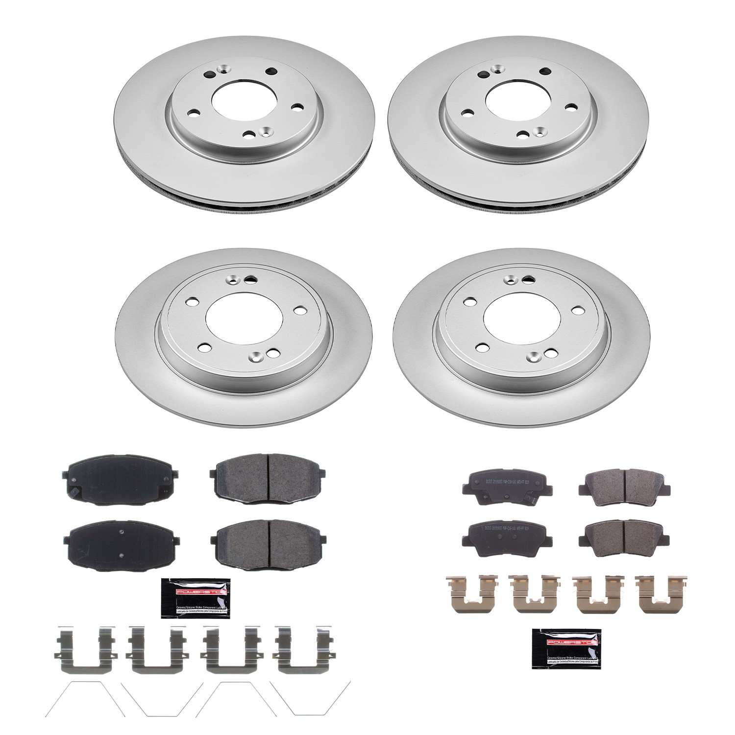 Power Stop 17-19 Kia Soul Front & Rear Z17 Evolution Geomet Coated Brake Kit