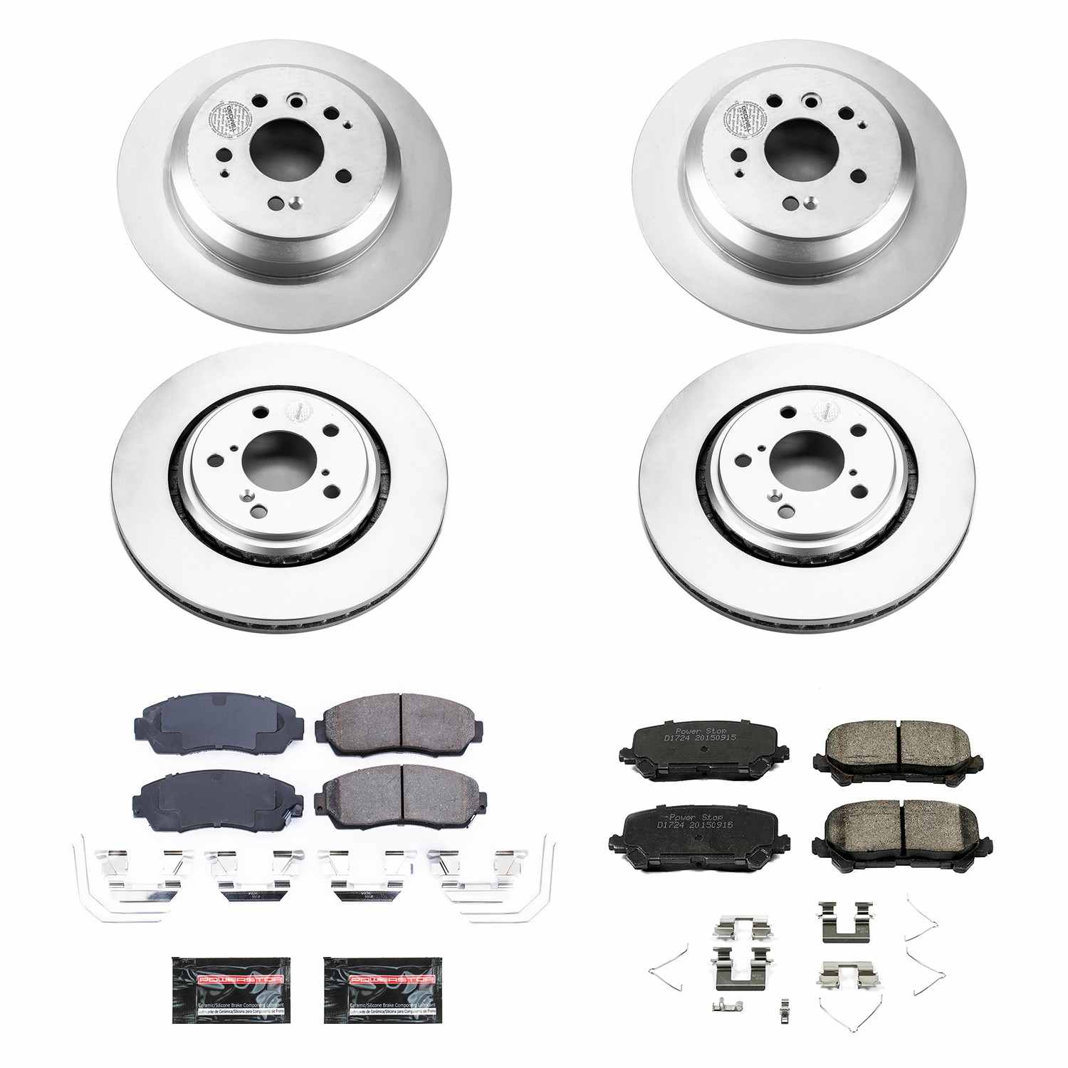 Power Stop 19-20 Honda Passport Front & Rear Z17 Evolution Geomet Coated Brake Kit