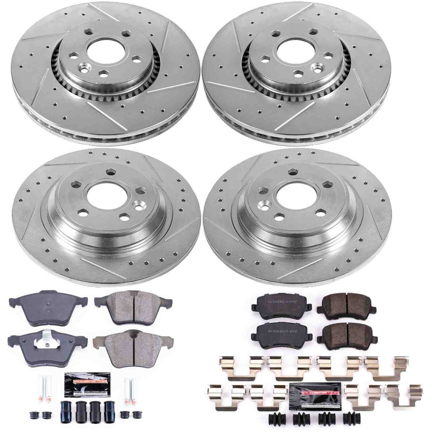 Power Stop 17-18 Volvo S60 Front & Rear Z23 Evolution Sport Brake Kit