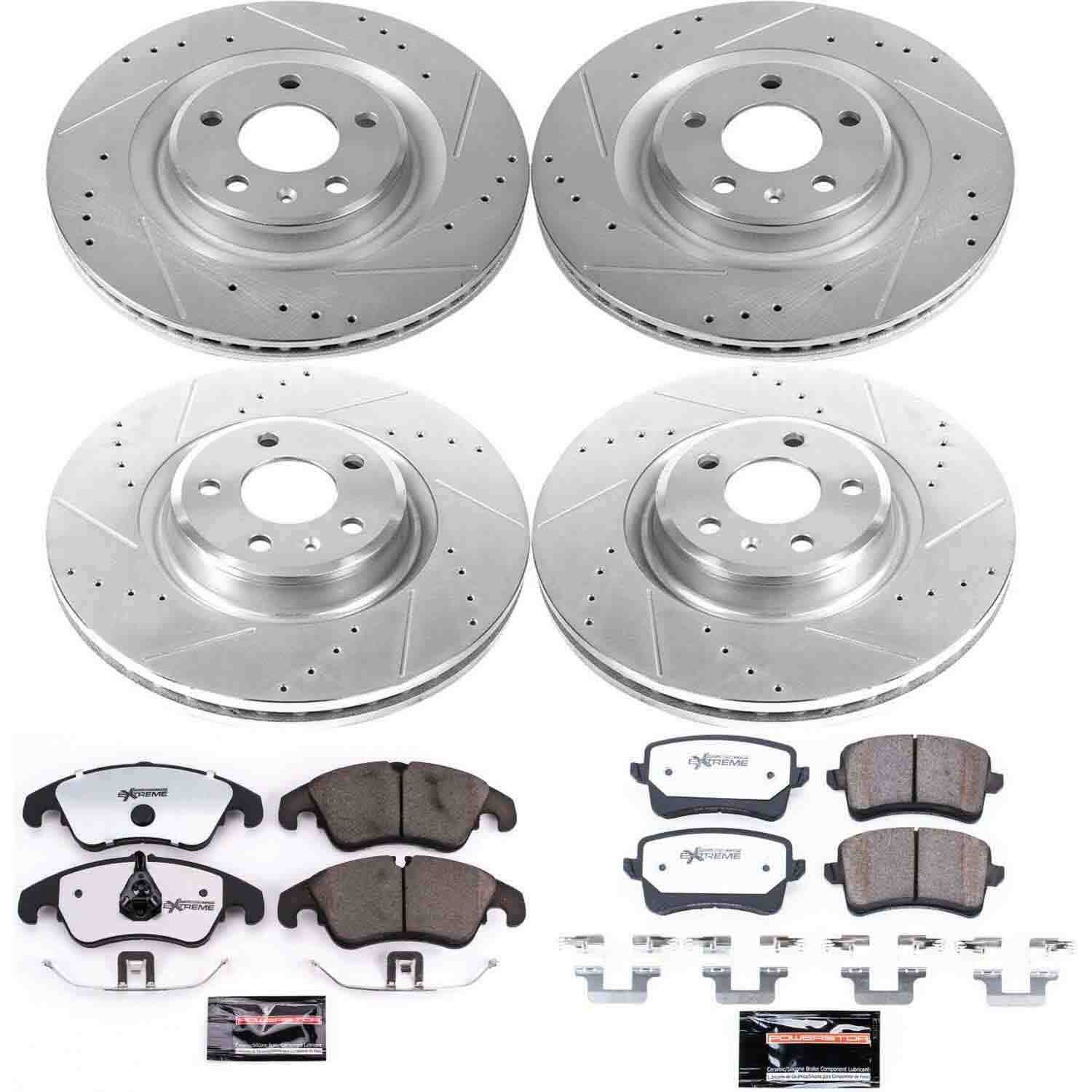 Power Stop 13-16 Audi Q5 Front & Rear Z26 Street Warrior Brake Kit