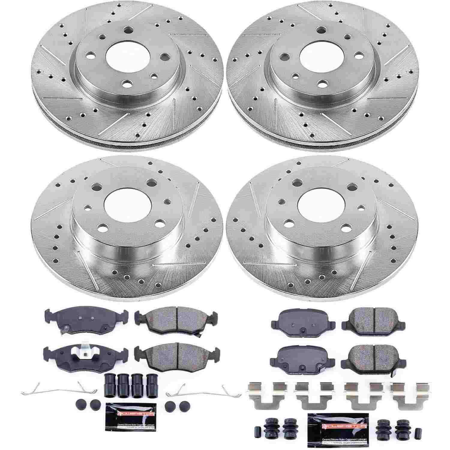 Power Stop 12-18 Fiat 500 Front & Rear Z23 Evolution Sport Brake Kit