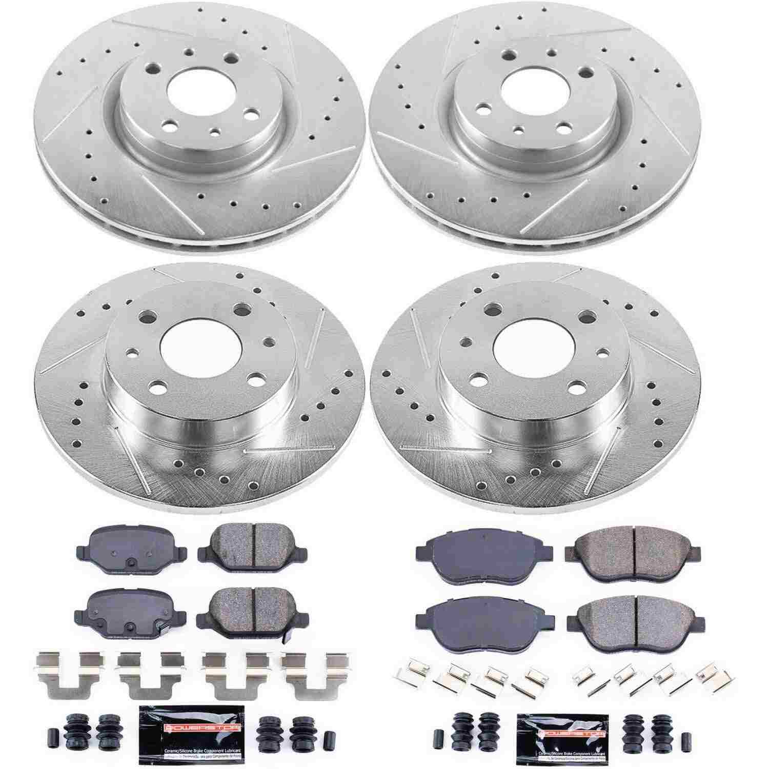 Power Stop 12-18 Fiat 500 Front & Rear Z23 Evolution Sport Brake Kit