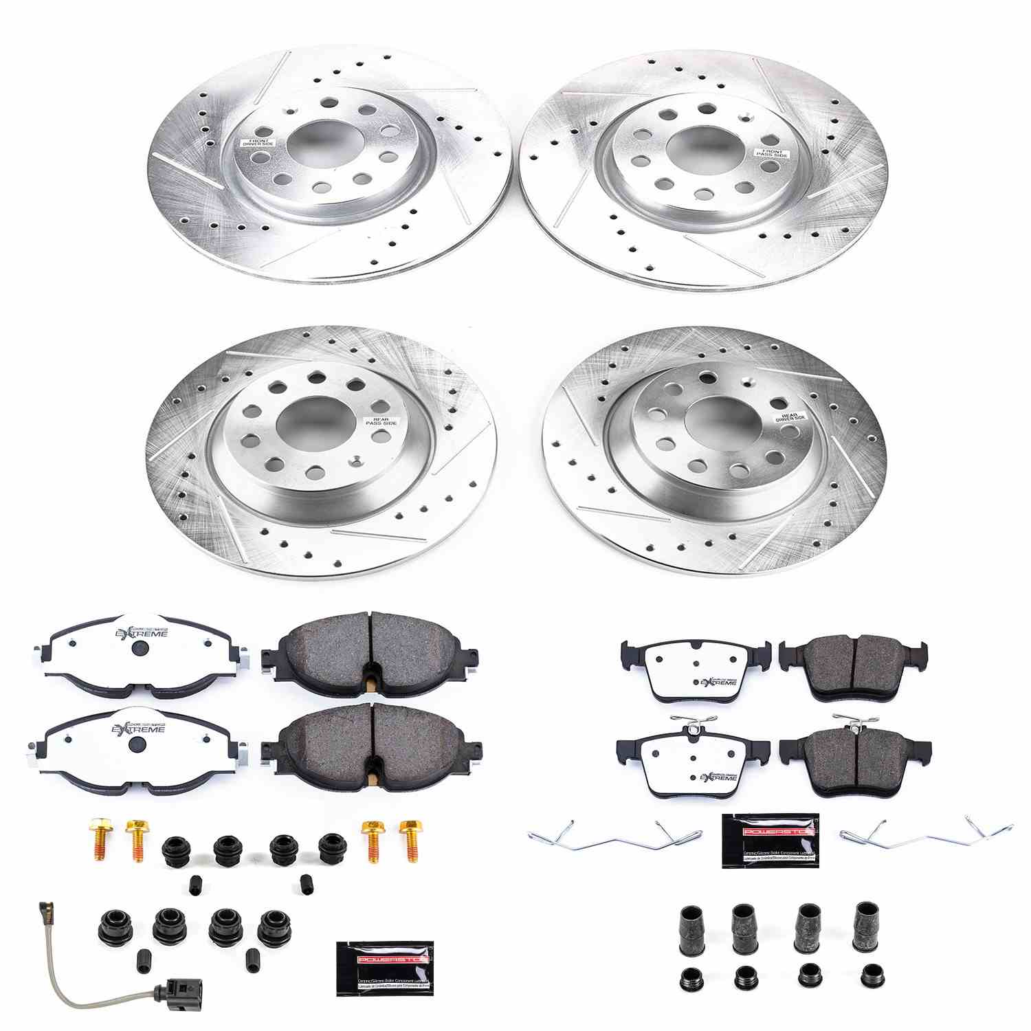 Power Stop 16-18 Audi TT Quattro Front & Rear Z26 Street Warrior Brake Kit