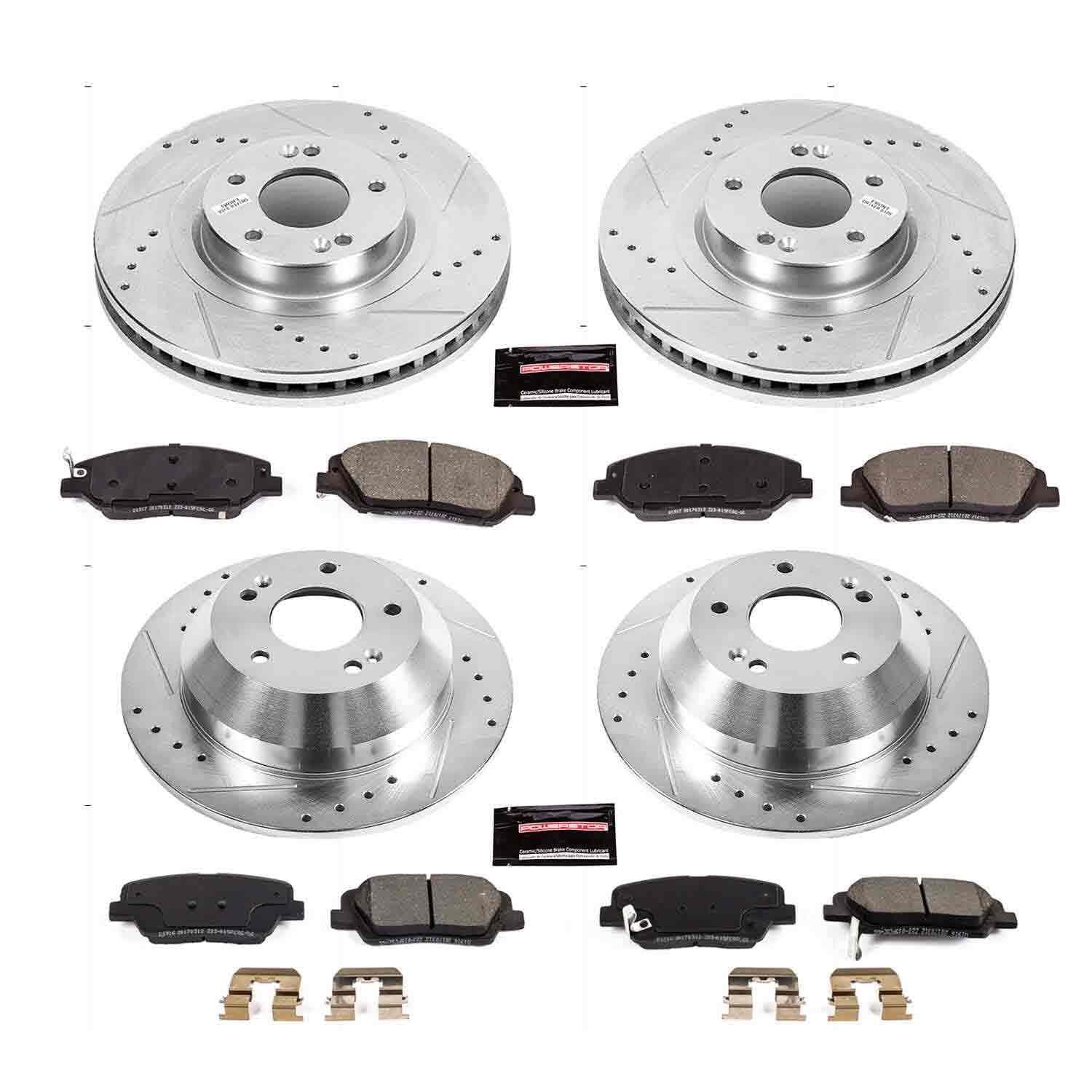 Power Stop 17-18 Hyundai Santa Fe Front & Rear Z23 Evolution Sport Brake Kit