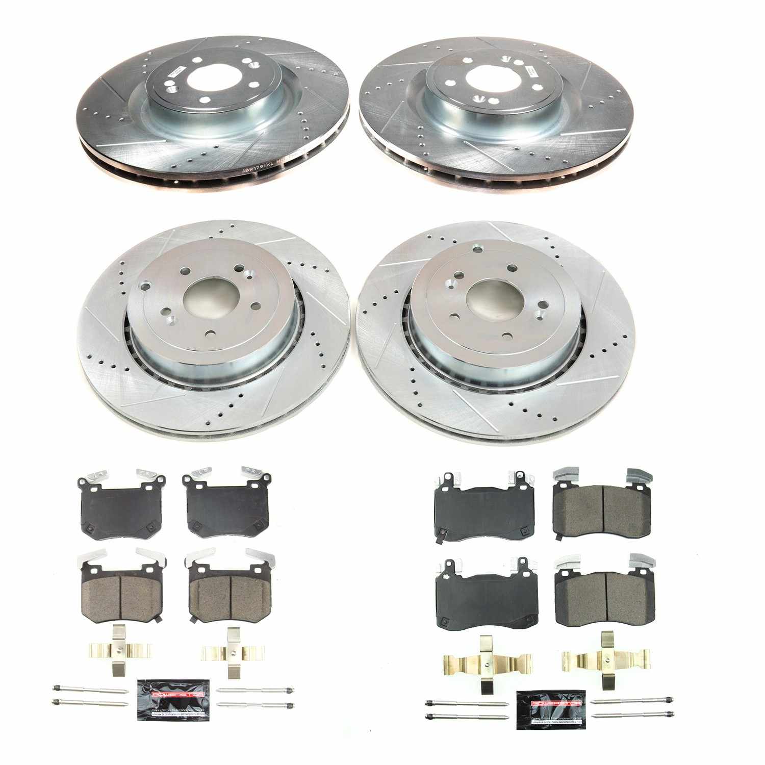 Power Stop 18-20 Kia Stinger/19-21 Genesis G7 Front & Rear Z23 Evolution Sport Brake Pads w/Hardware