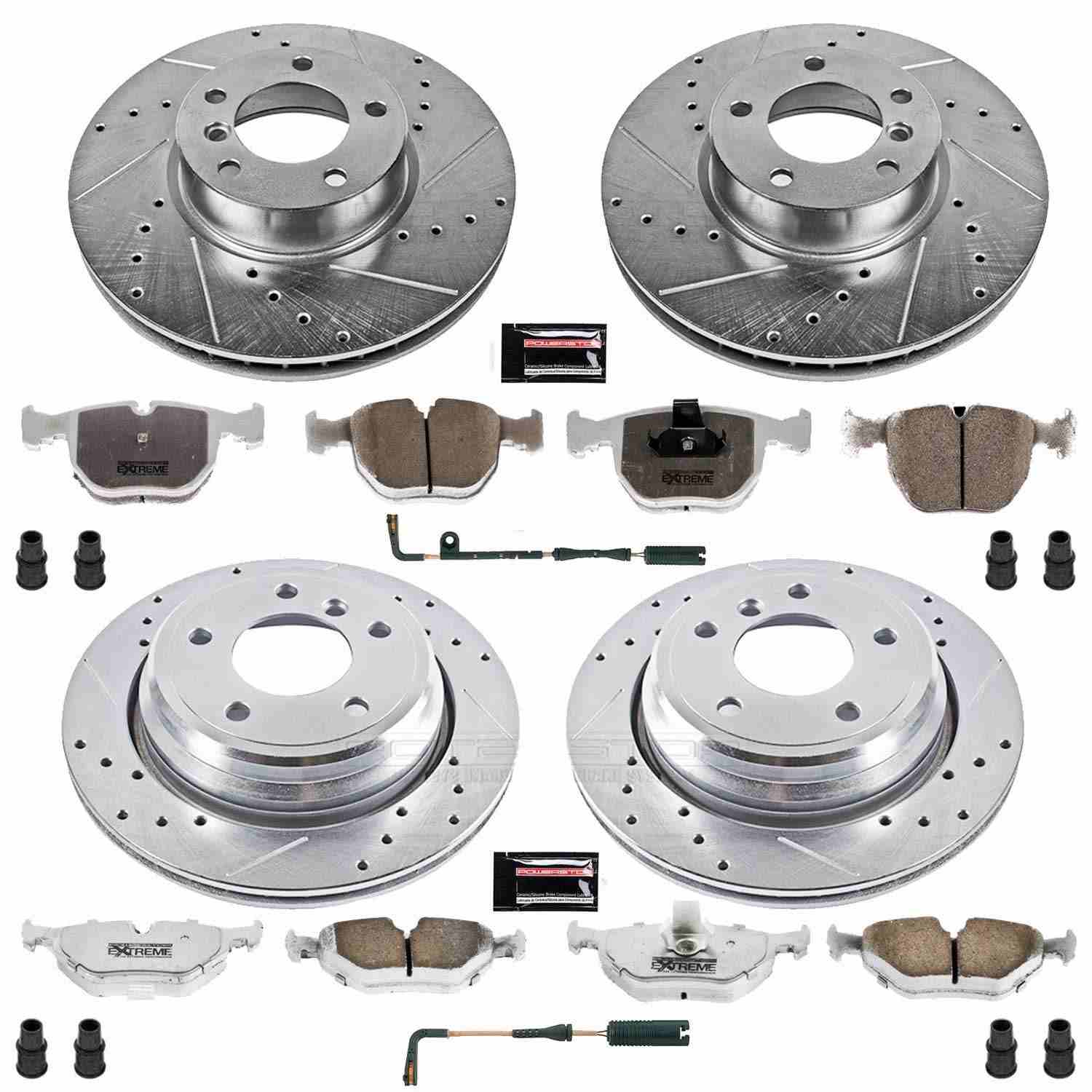 Power Stop 01-03 BMW 530i Front & Rear Z26 Street Warrior Brake Kit