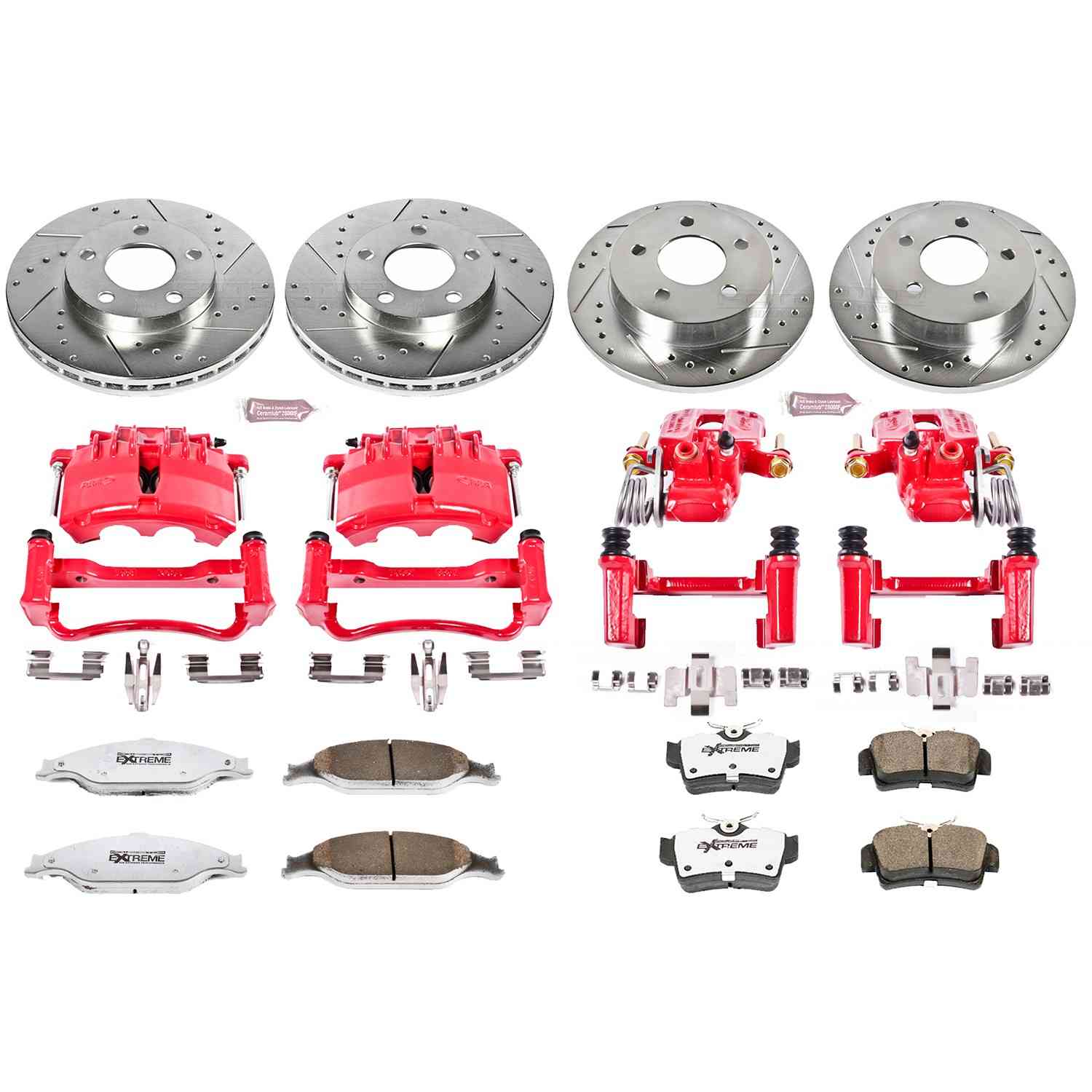 Power Stop 03-04 Ford Mustang Front & Rear Z26 Street Warrior Brake Kit w/Calipers
