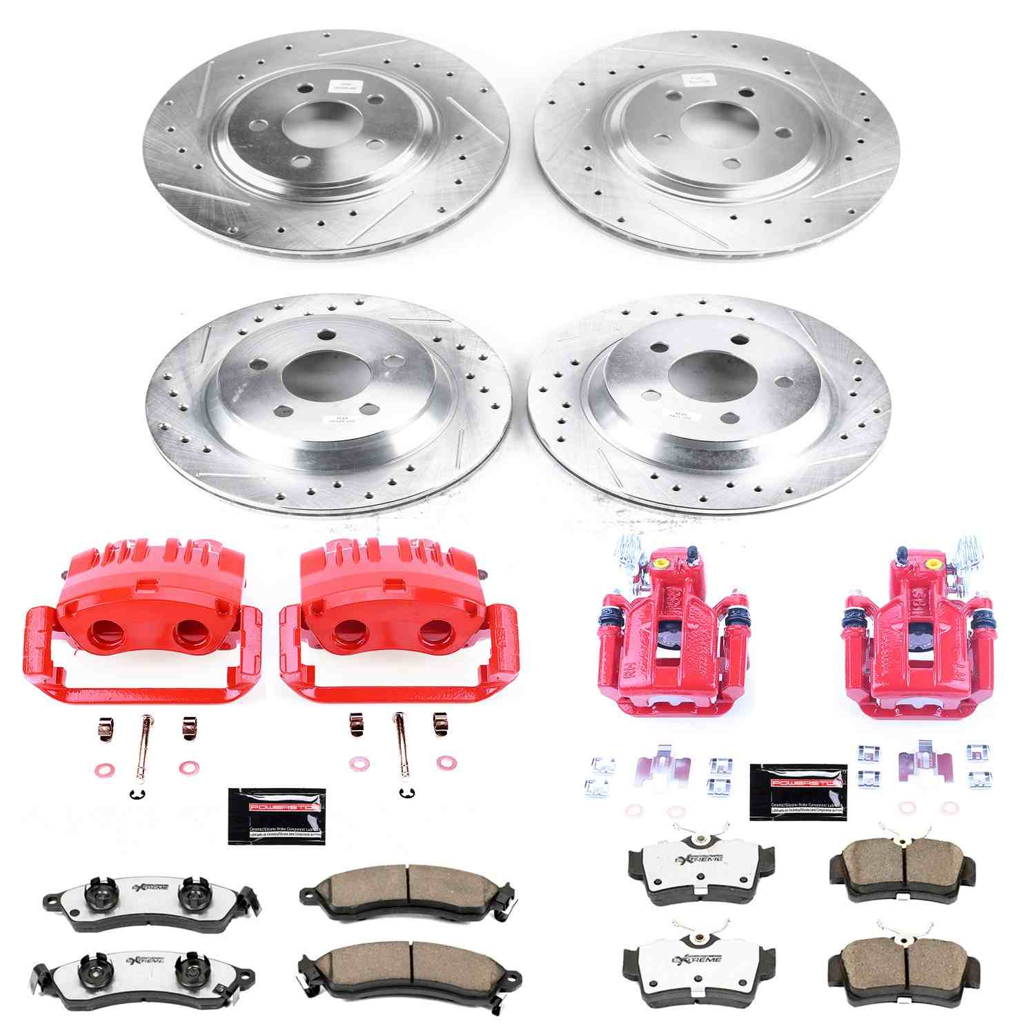 Power Stop 1999 Ford Mustang Front & Rear Z26 Street Warrior Brake Kit w/Calipers