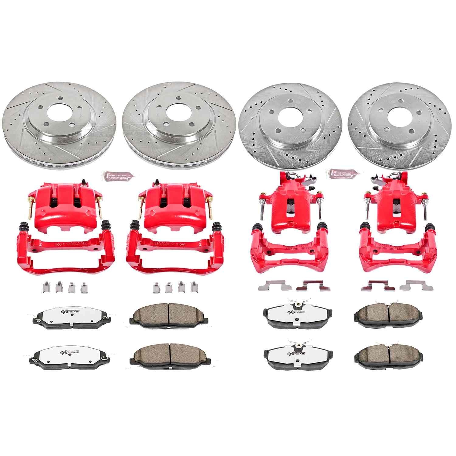 Power Stop 05-10 Ford Mustang Front & Rear Z26 Street Warrior Brake Kit w/Calipers