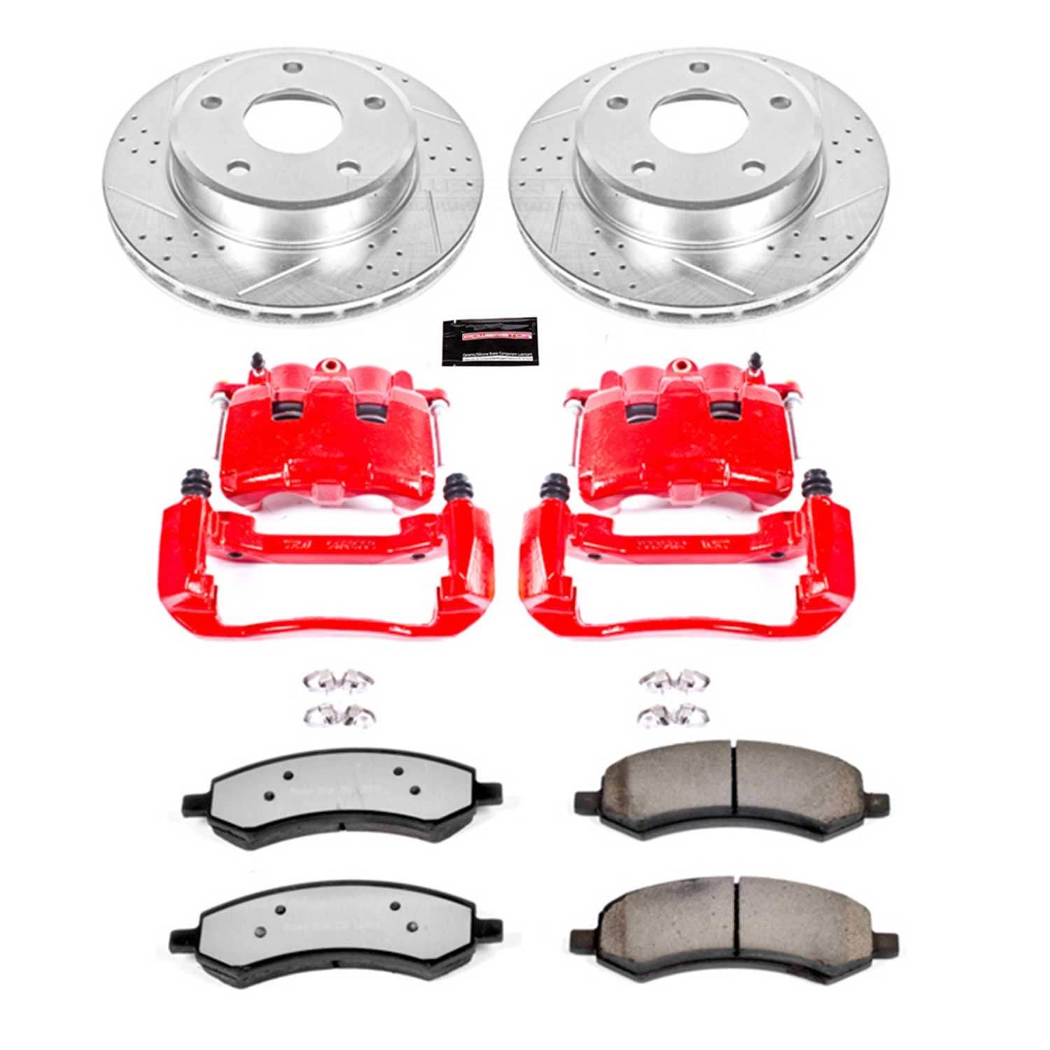 Power Stop 06-09 Mitsubishi Raider Front Z36 Truck & Tow Kit w/Cals