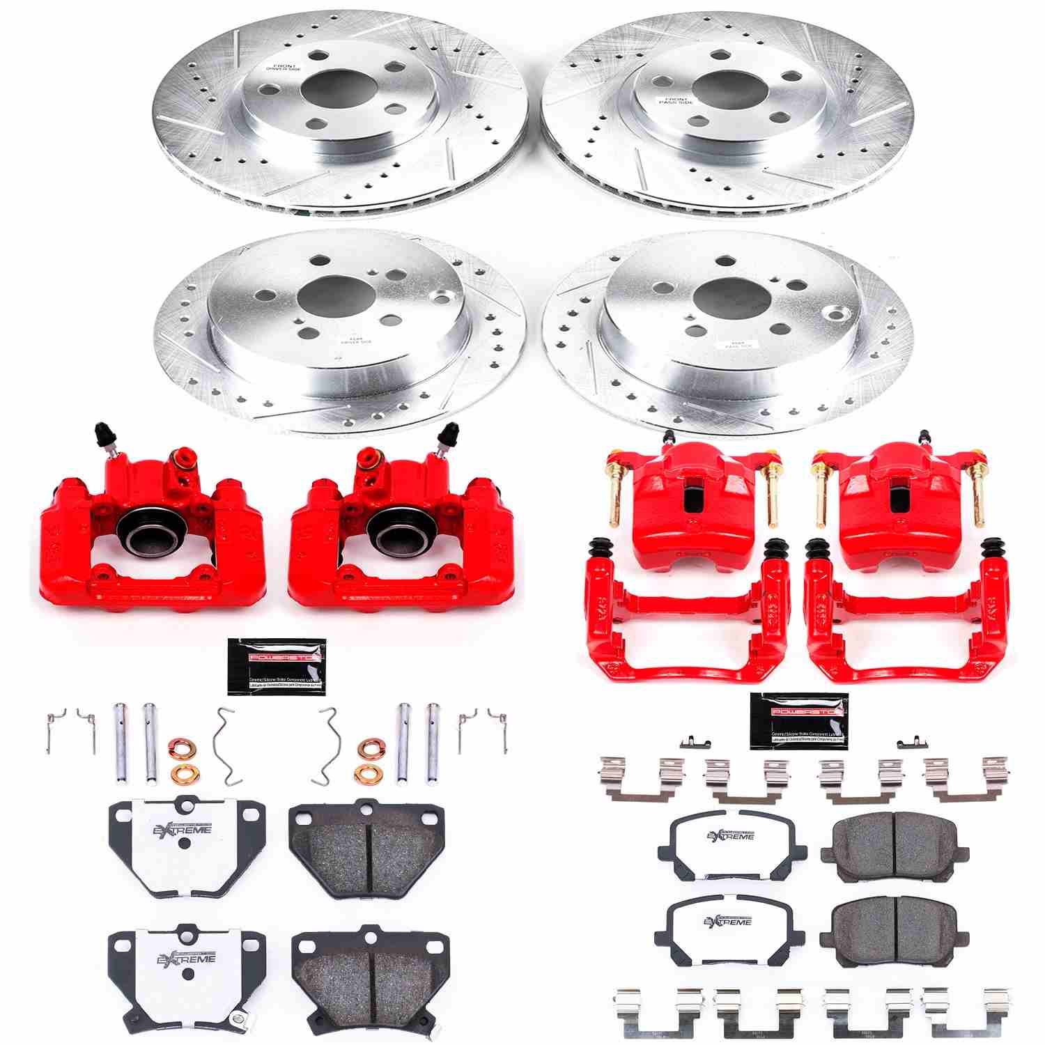 Power Stop 03-06 Pontiac Vibe Front & Rear Z26 Street Warrior Brake Kit w/Calipers