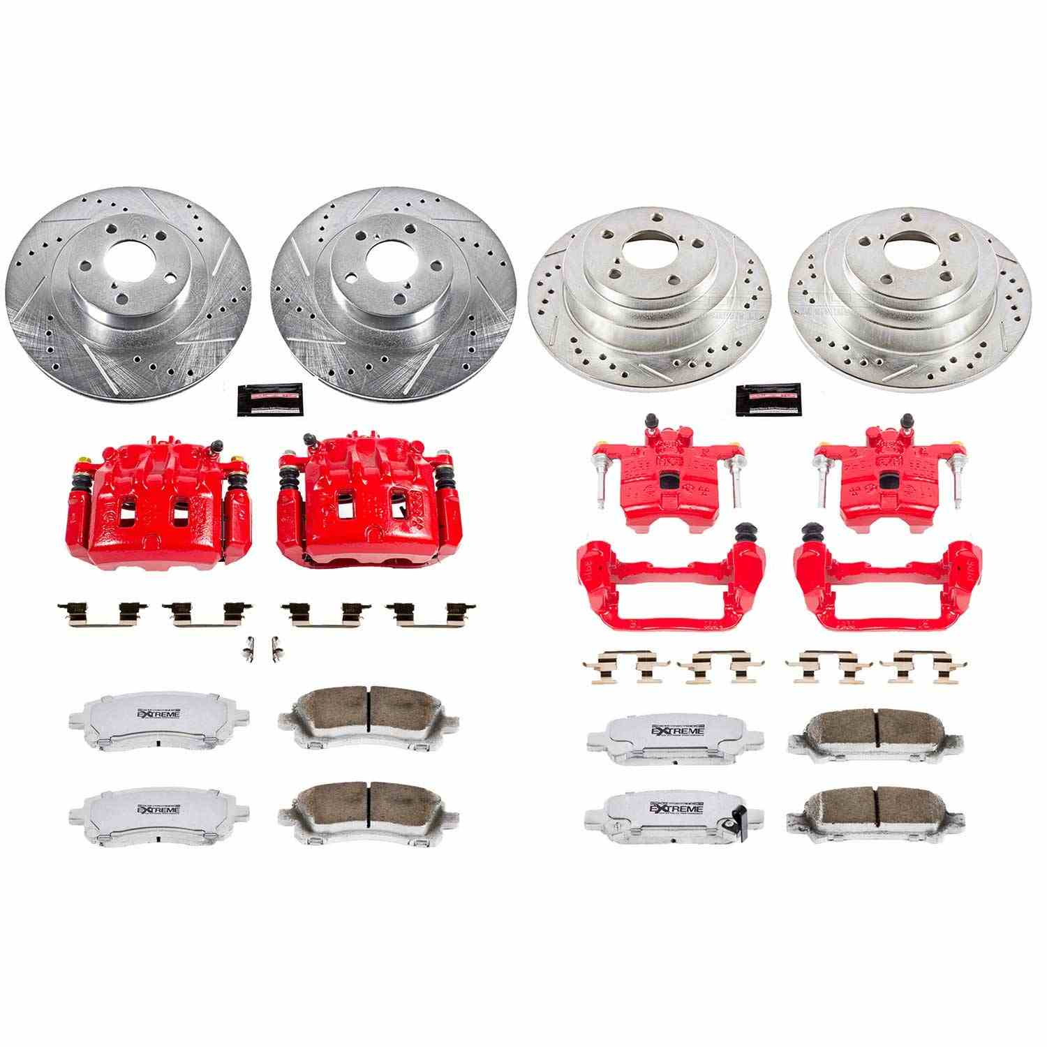 Power Stop 02-03 Subaru Impreza Front & Rear Z26 Street Warrior Brake Kit w/Calipers