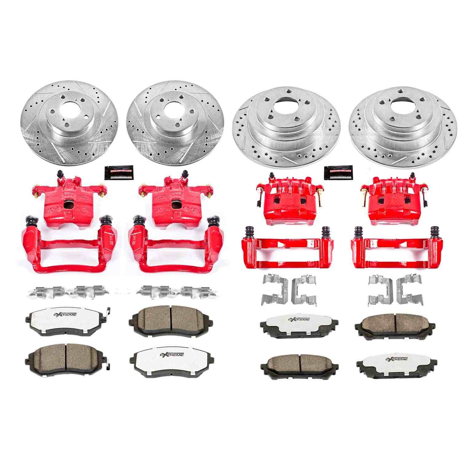 Power Stop 05-06 Saab 9-2X Front & Rear Z26 Street Warrior Brake Kit w/Calipers
